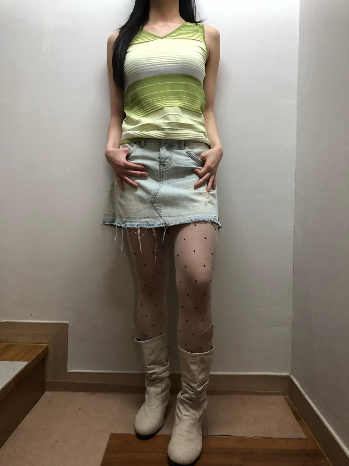 빈티지 데님 미니 스커트 상품이미지3