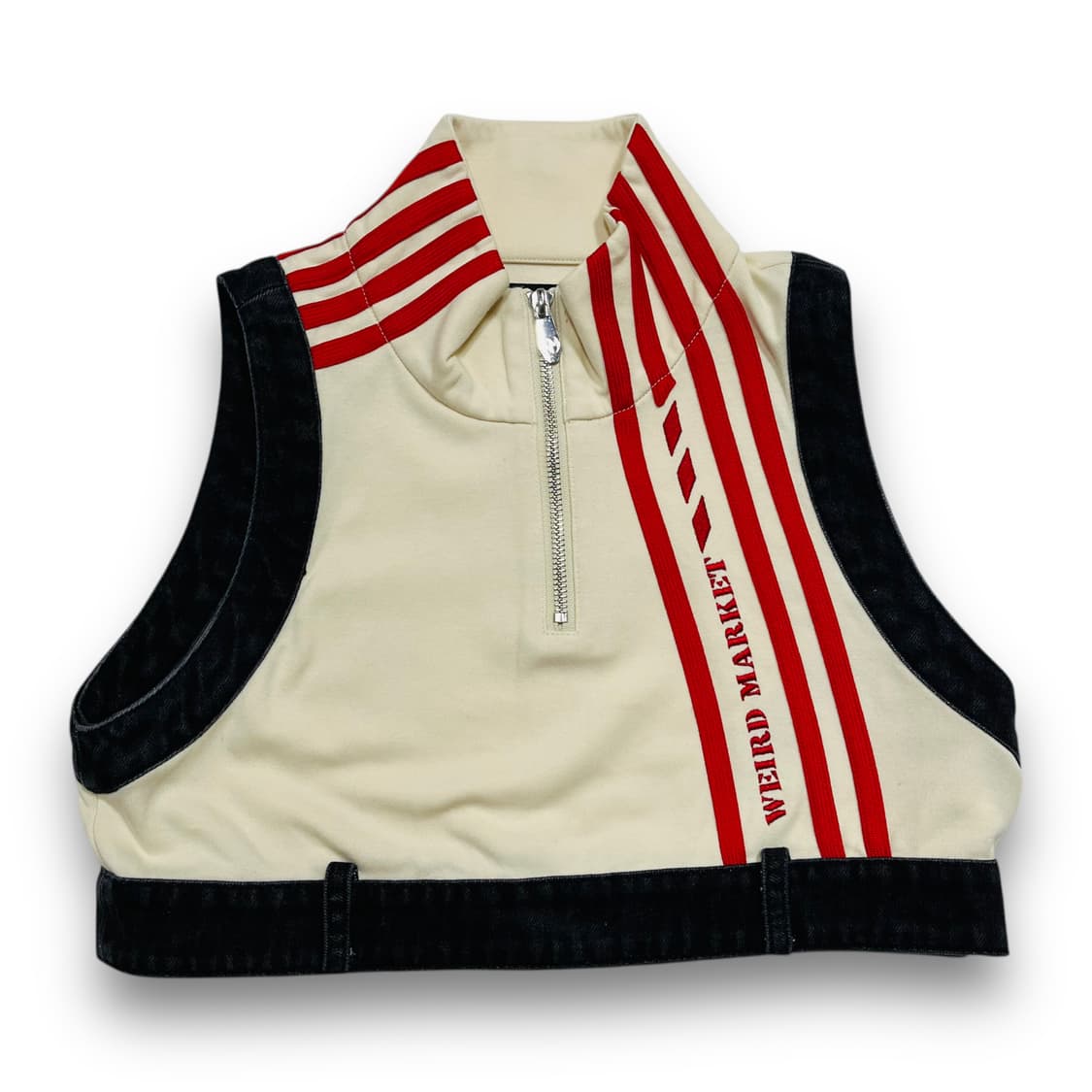 위어드 마켓 삼선 로고 y2k 와이드 힙합 흑청 세트 상품이미지2