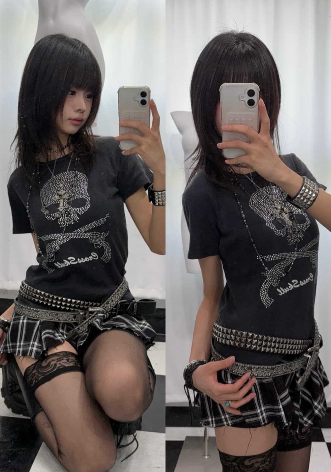🎸블랙 스컬 비즈 디테일 티셔츠🎸 상품이미지1