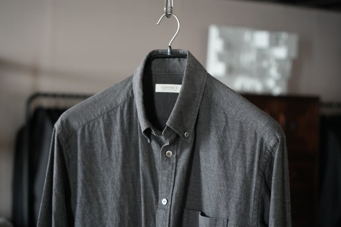 네스트로브 컨팩트/ 코튼울 버튼 다운 셔츠, 차콜, 3사이즈 상품이미지1