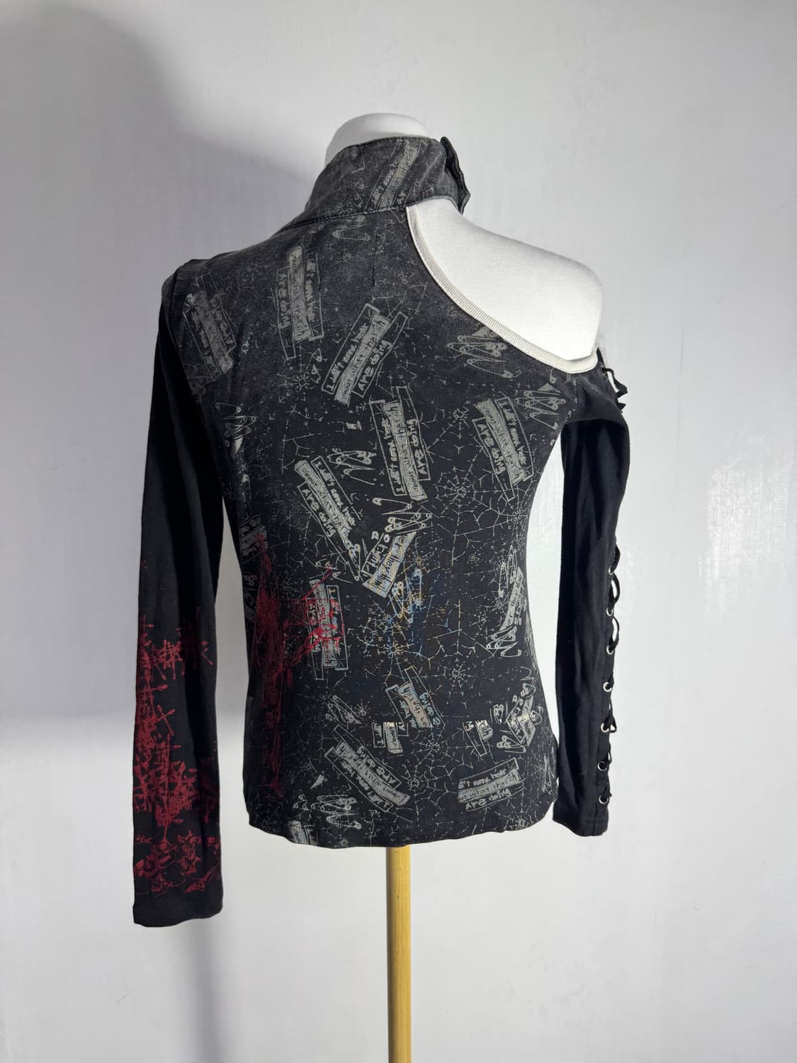 h. anarchy 올오버 프린트 하이넥 탑 y2k 고딕 펑크 vkei 상품이미지4