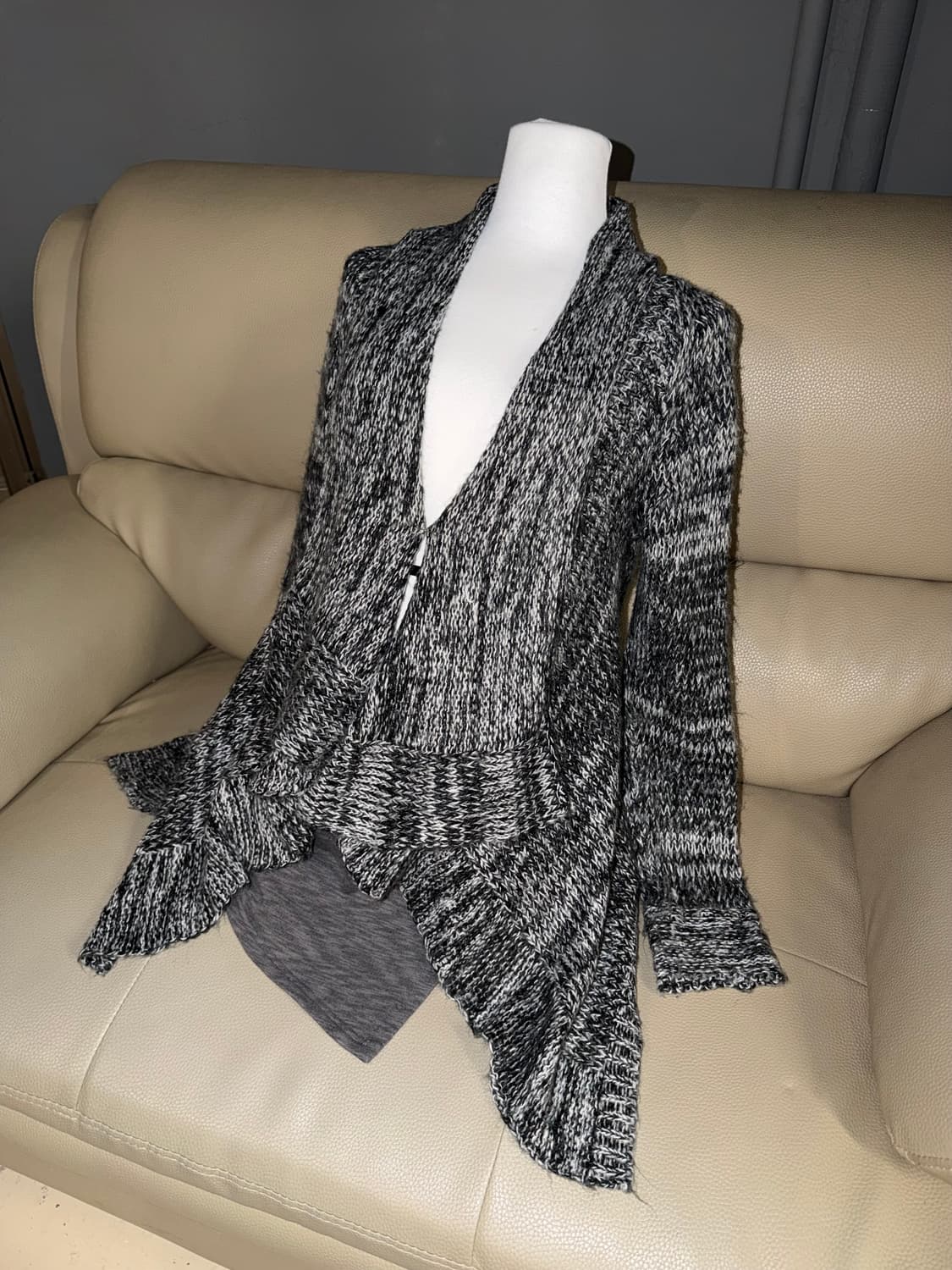 drape collar detail heather cardigan 상품이미지1