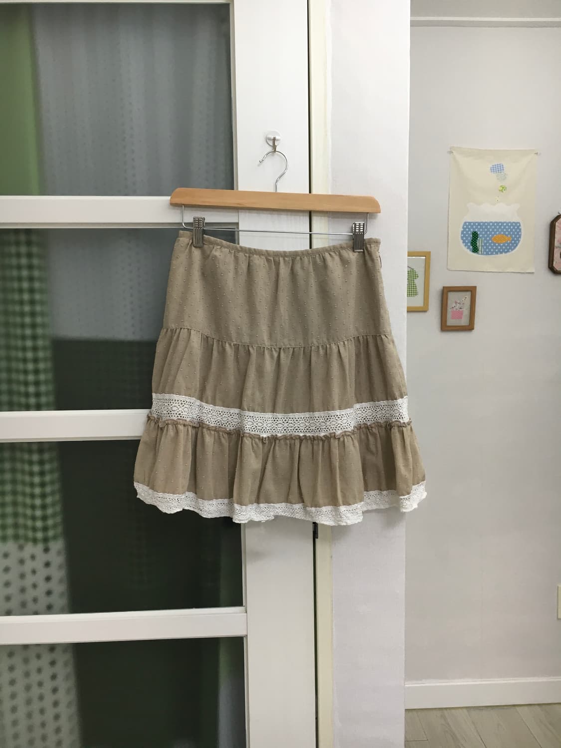 베이지 도트 미니 스커트 상품이미지1