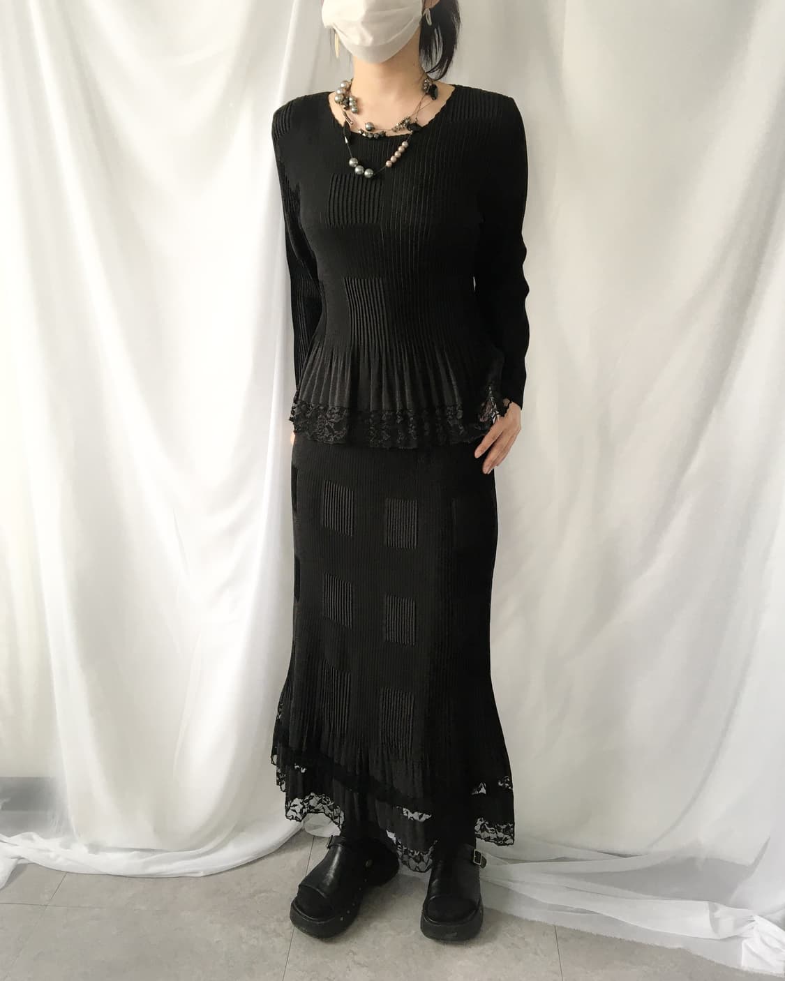 Lace trimming pleats set up 상품이미지5