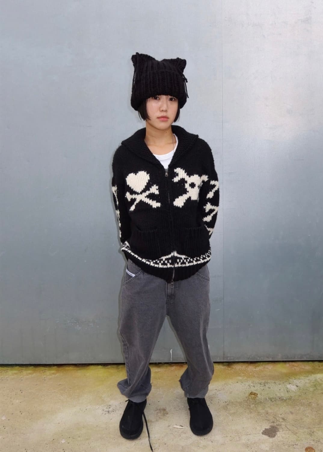 LOVE AND SKULL CARDIGAN BLACK  상품이미지1