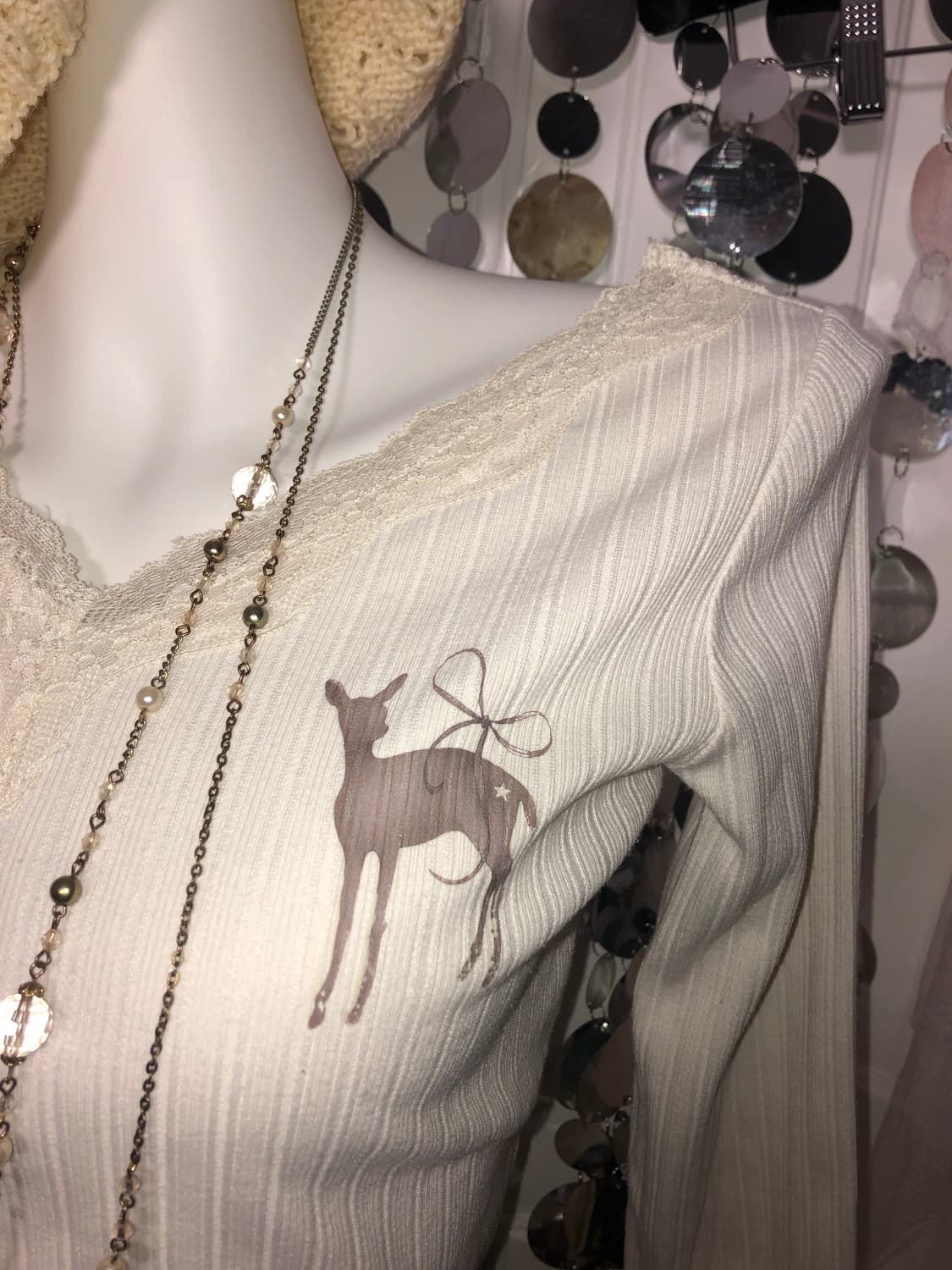 ivory lace deer top 상품이미지3