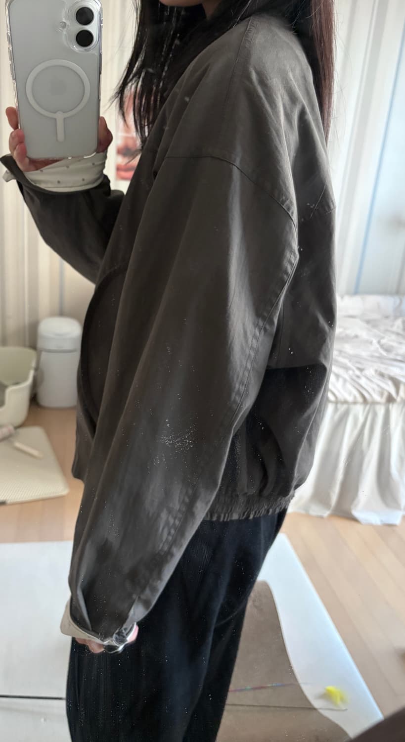 착샷) 디얼마이키코  자켓 블루종 야상 차콜브라운 상품이미지3