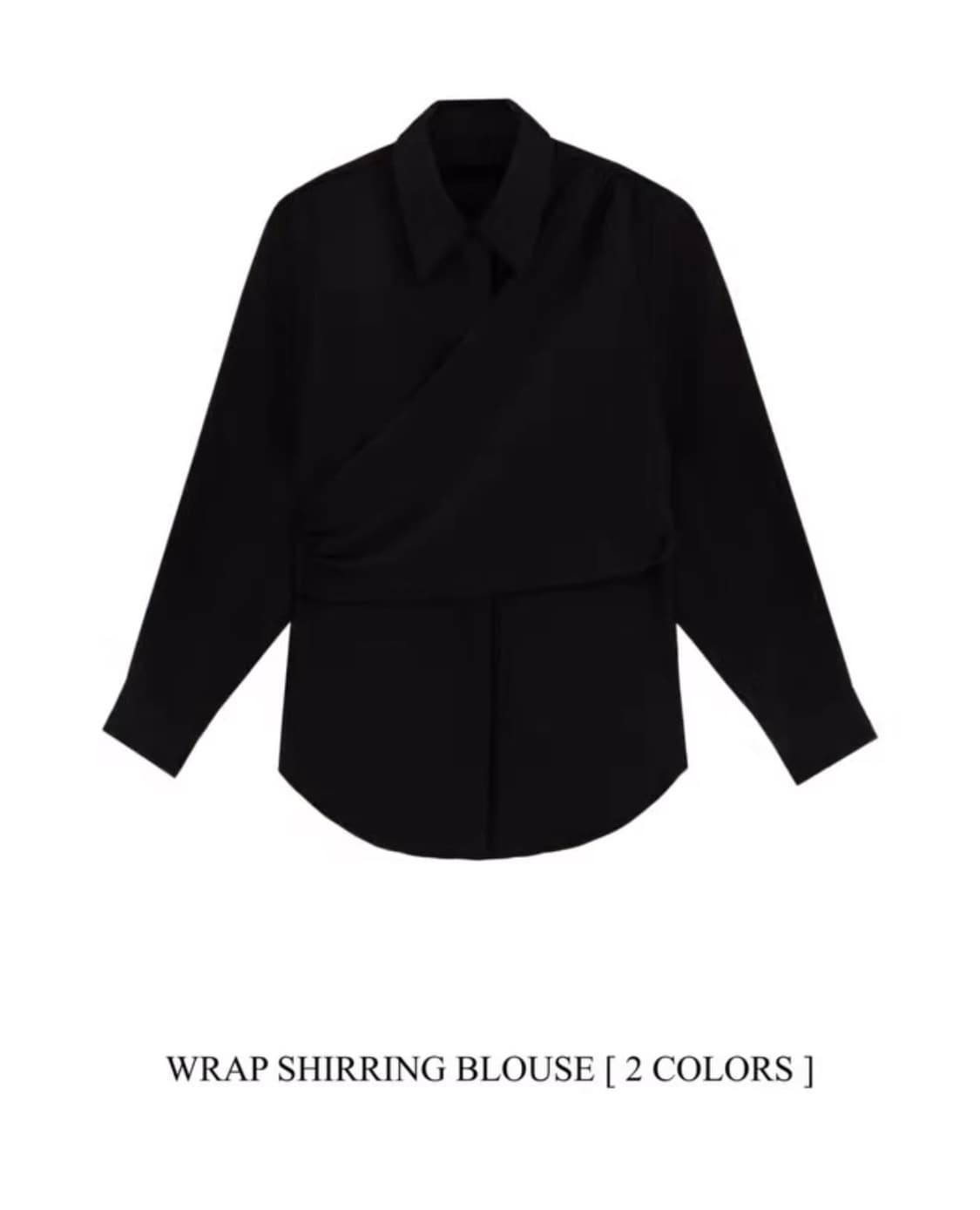 트리밍버드 랩 셔링 블라우스 블랙 상품이미지2