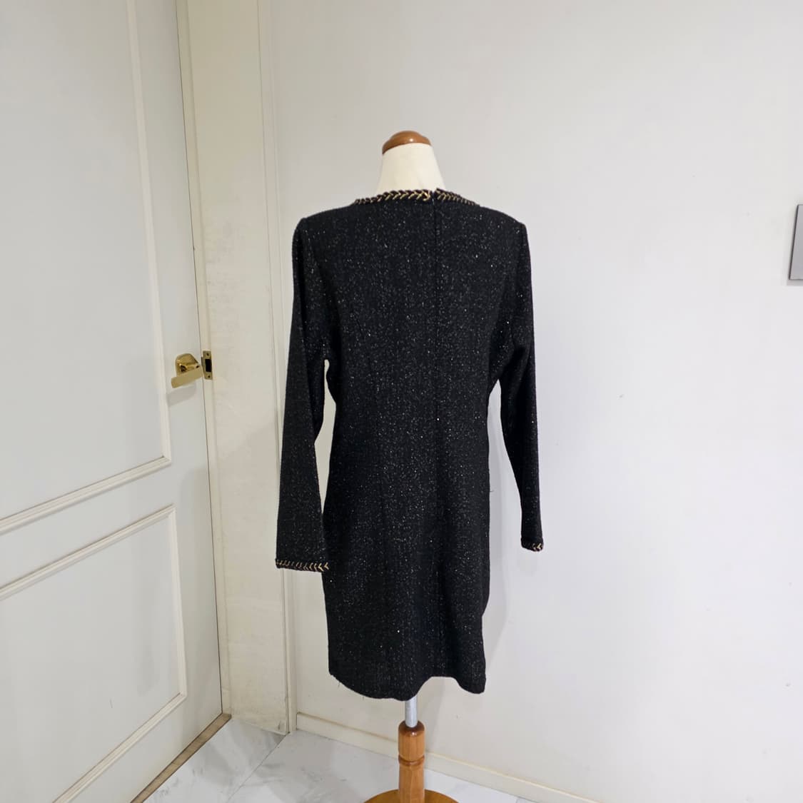 빈티지 블랙 트위드 연말 원피스 상품이미지2