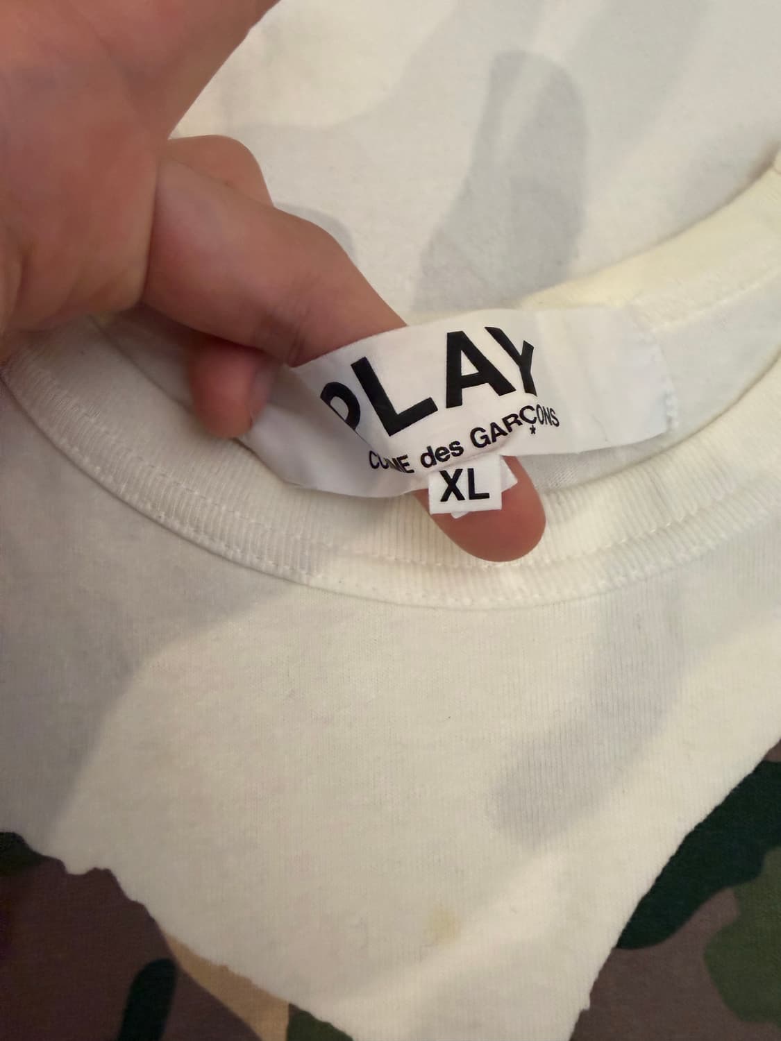 꼼데가르송 카모플라쥬 빅하트 반팔 티셔츠 화이트 상품이미지5