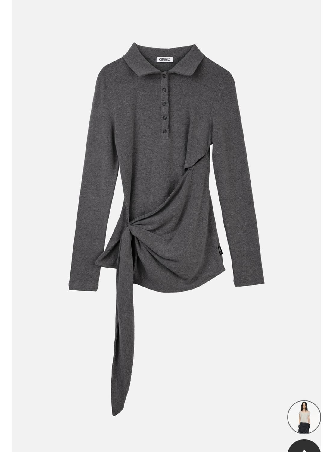 cerric twist button top, charcoal  상품이미지3