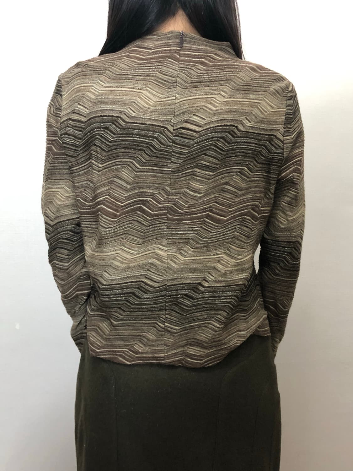 빈티지 카키 앤 브라운 웨이브 탑 상품이미지4