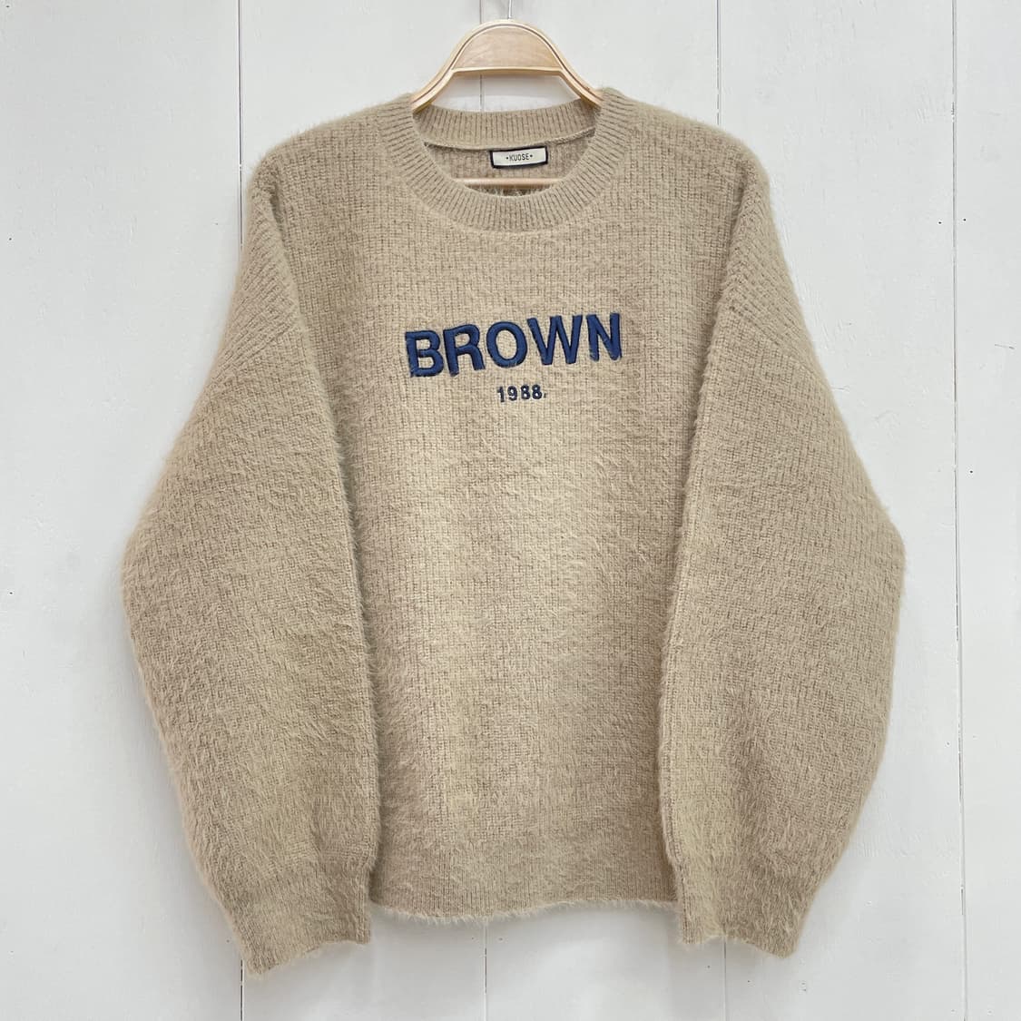 KUOSE 브라운 자수 오트밀 니트 상품이미지2