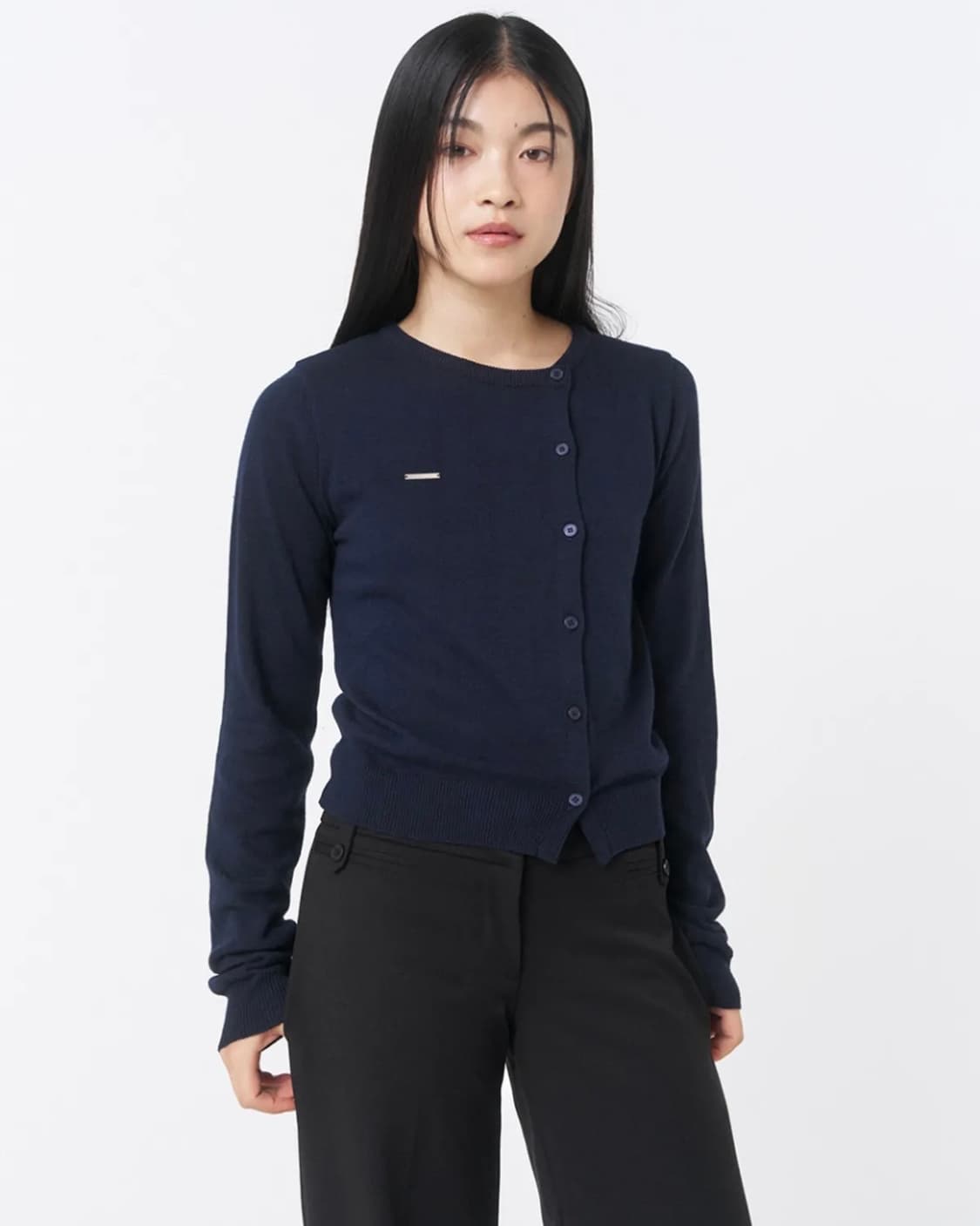 미세키서울 Unbalanced knit cardigan NAVY 상품이미지4