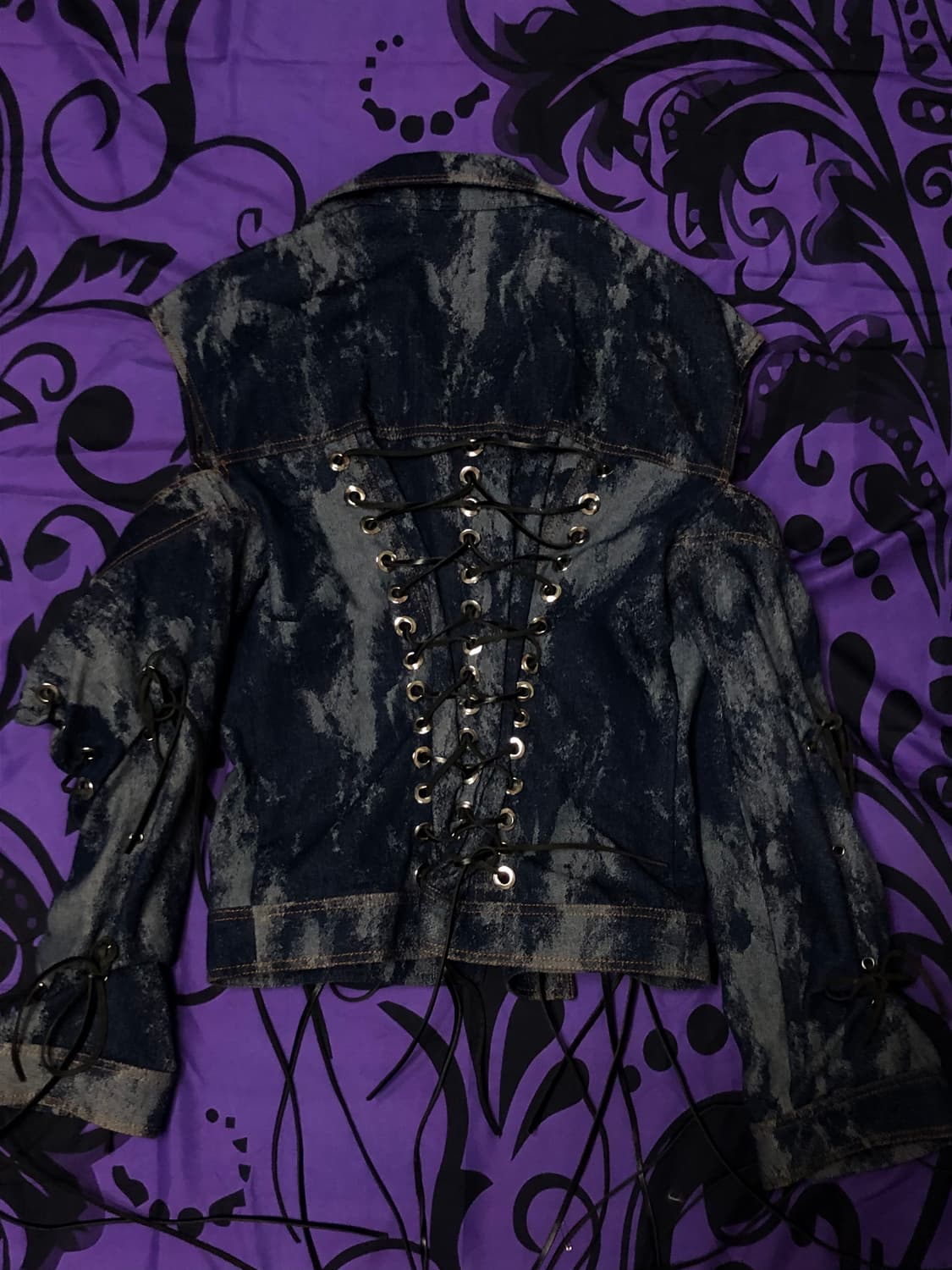 (New) 빈티지 락시크 펑크 워싱 데님 레이스업 자켓 상품이미지1