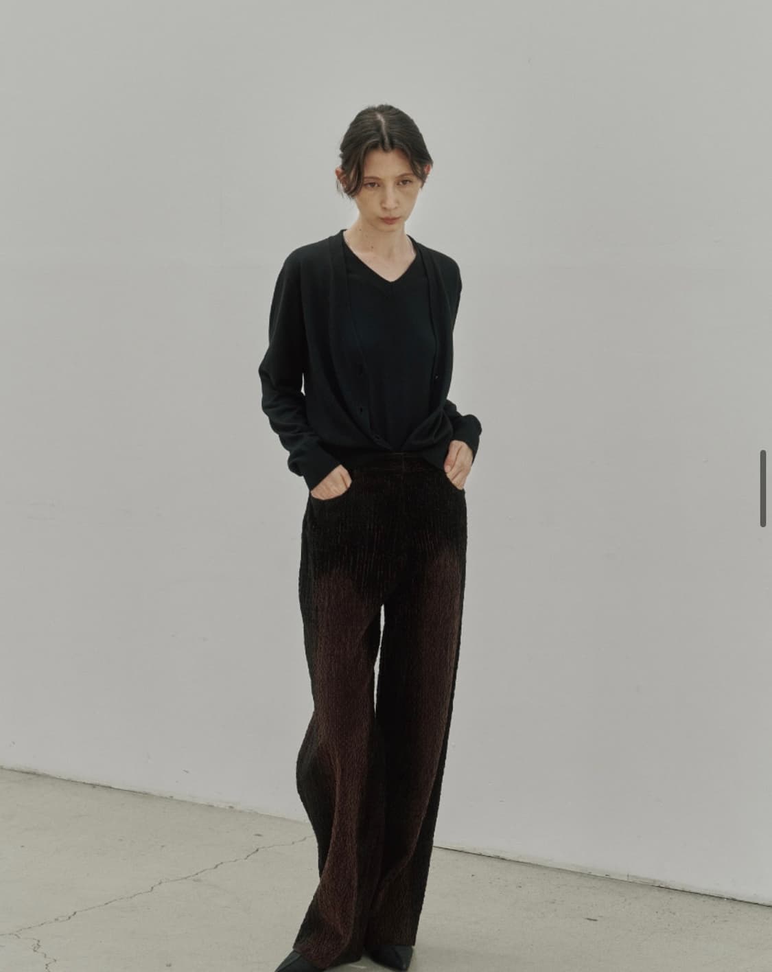 Noirer 노이어 웨이브 코듀로이 그라데이션 팬츠 브라운 38 상품이미지2