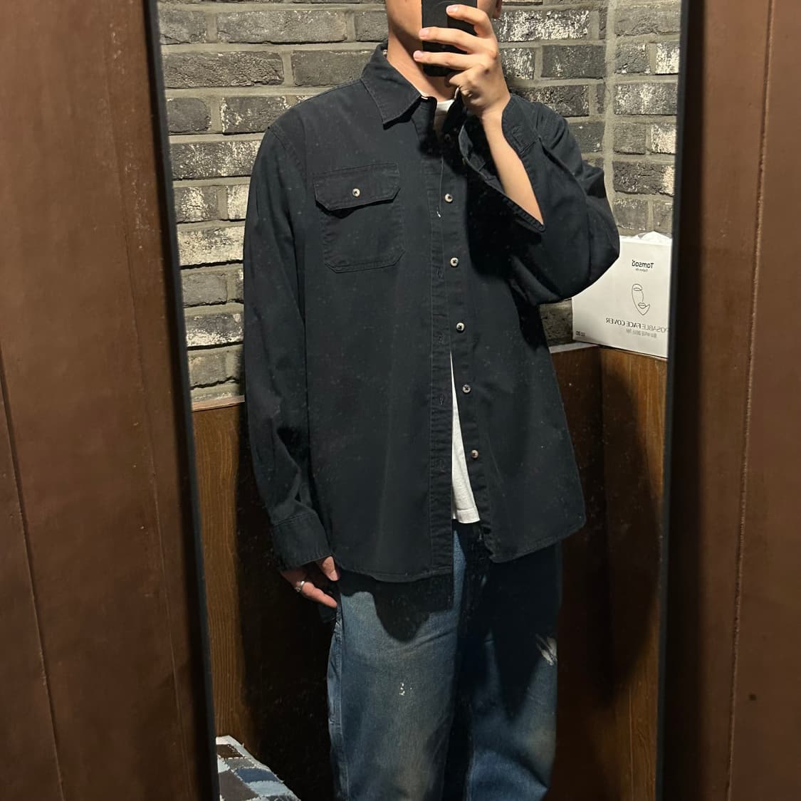 L) Wrangler 랭글러 투포켓 워크웨어 코튼 셔츠 블랙 W24 상품이미지8