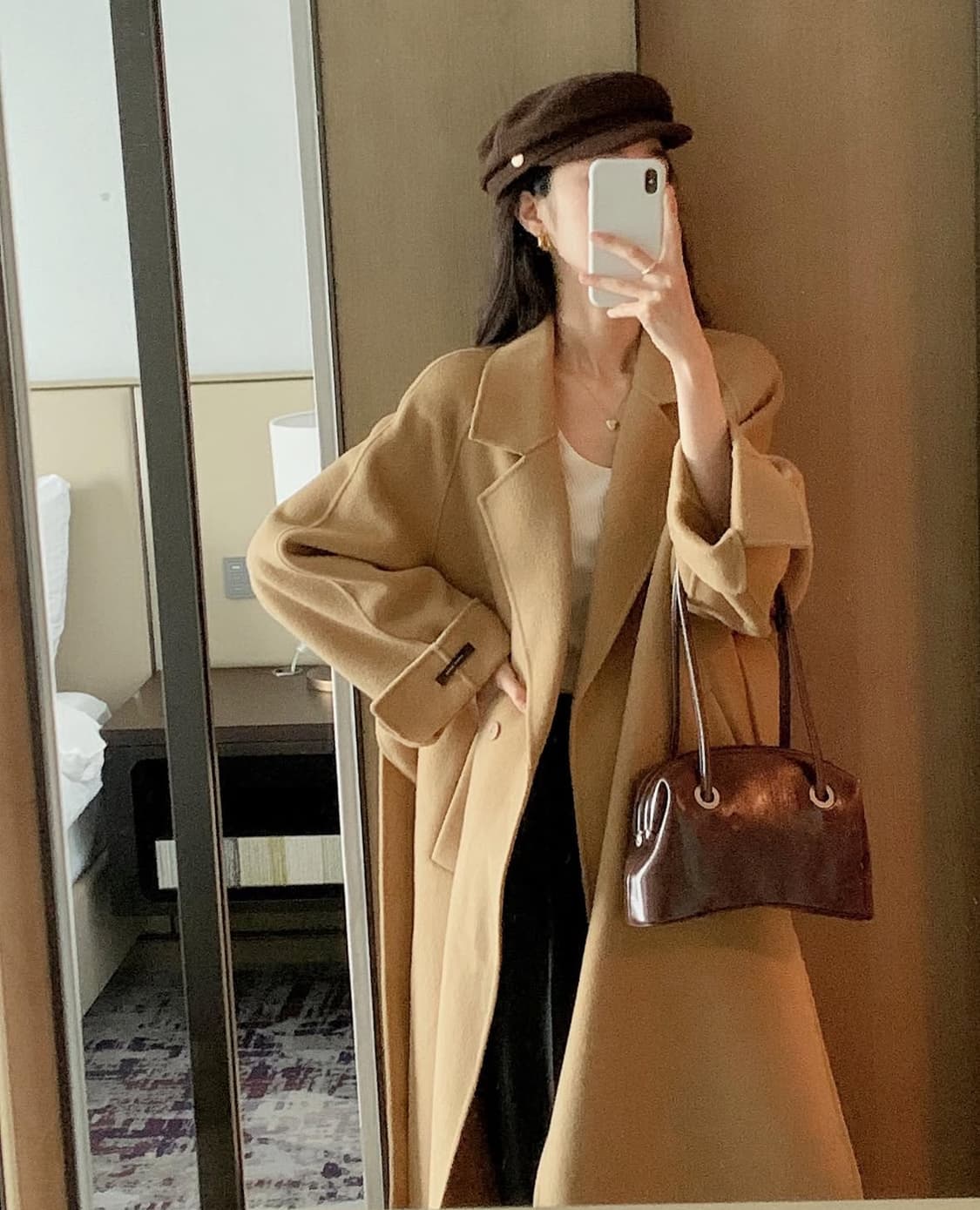 쏭라벨 베라 롱코트 카멜 아담 울 100 상품이미지1