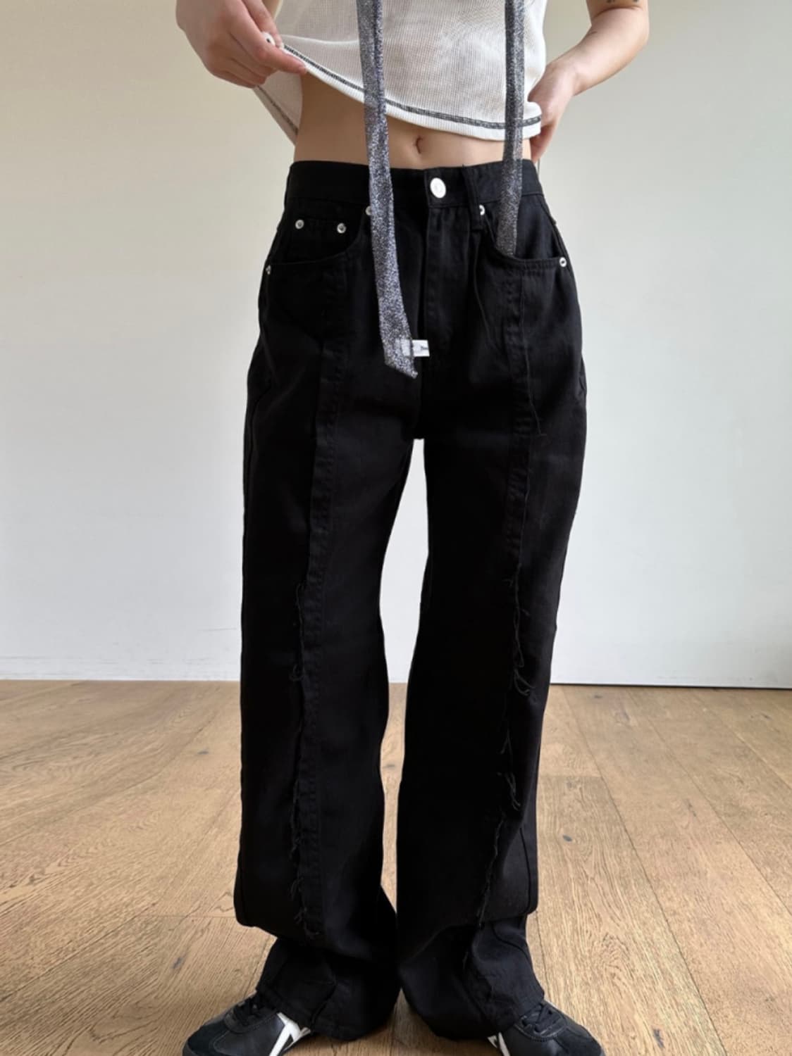 이너뮤트 그런지 라인 블랙 팬츠 M 상품이미지1