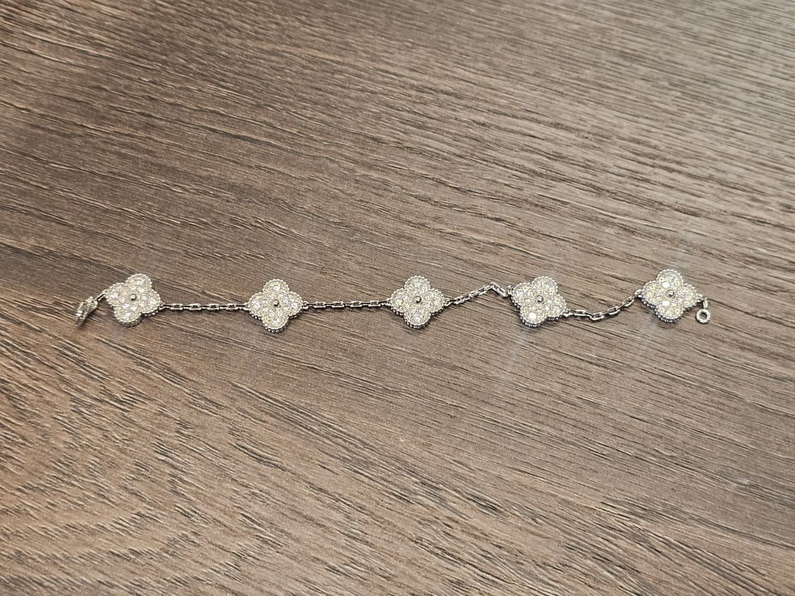 클로버 5모티브 팔찌 화이트골드 상품이미지2