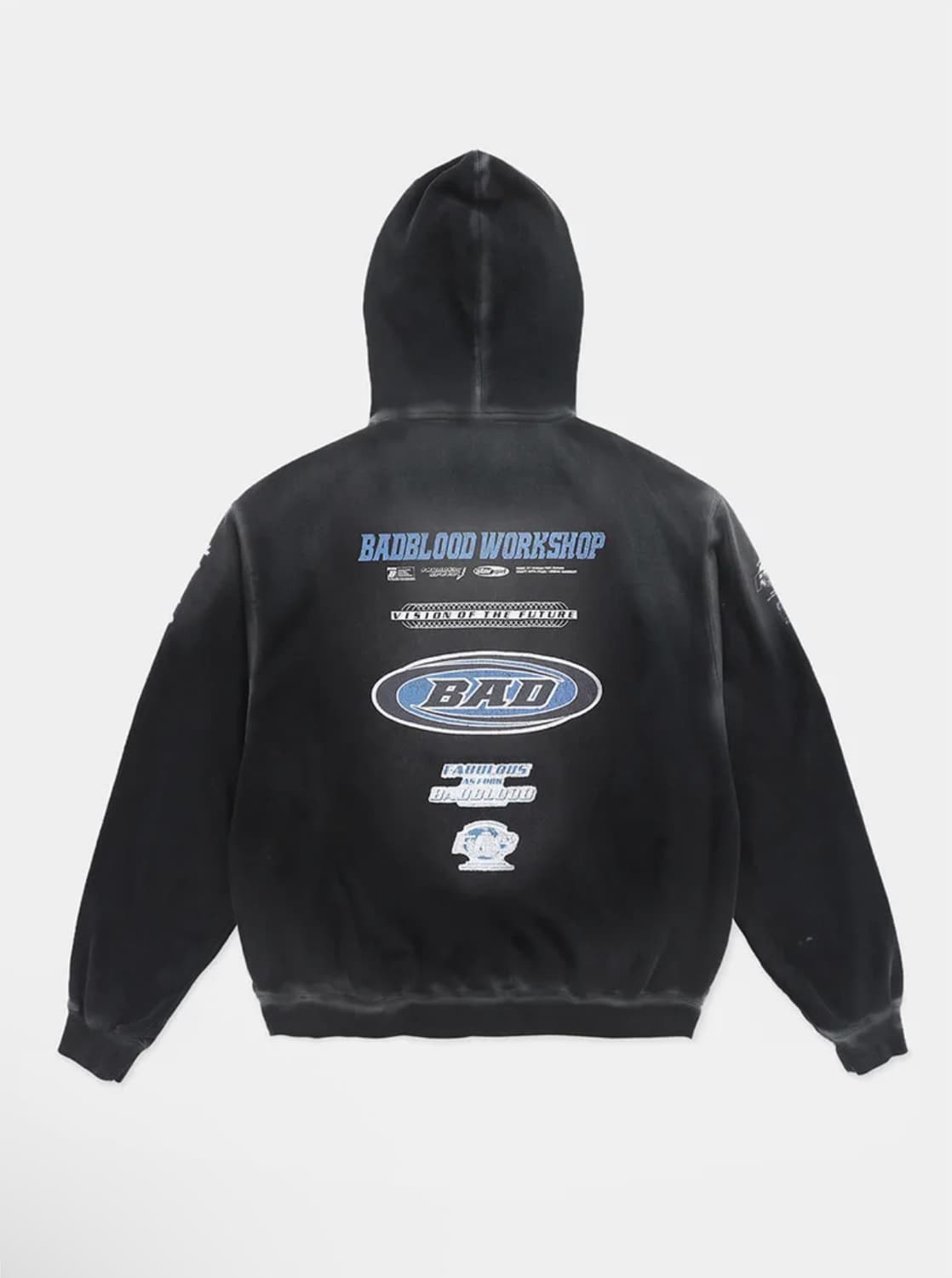 배드블러드 F2 올드이펙트 후드 - 블랙/블루 L 상품이미지2