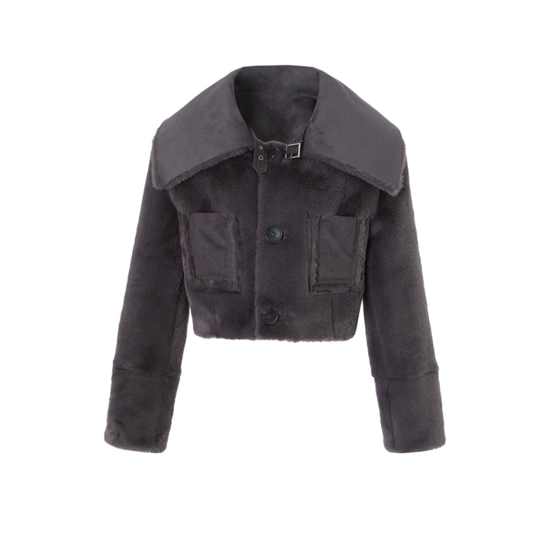 새상품)) 낫유어로즈 리버시블 세일러 무스탕 차콜 *장원영 착용 상품이미지3