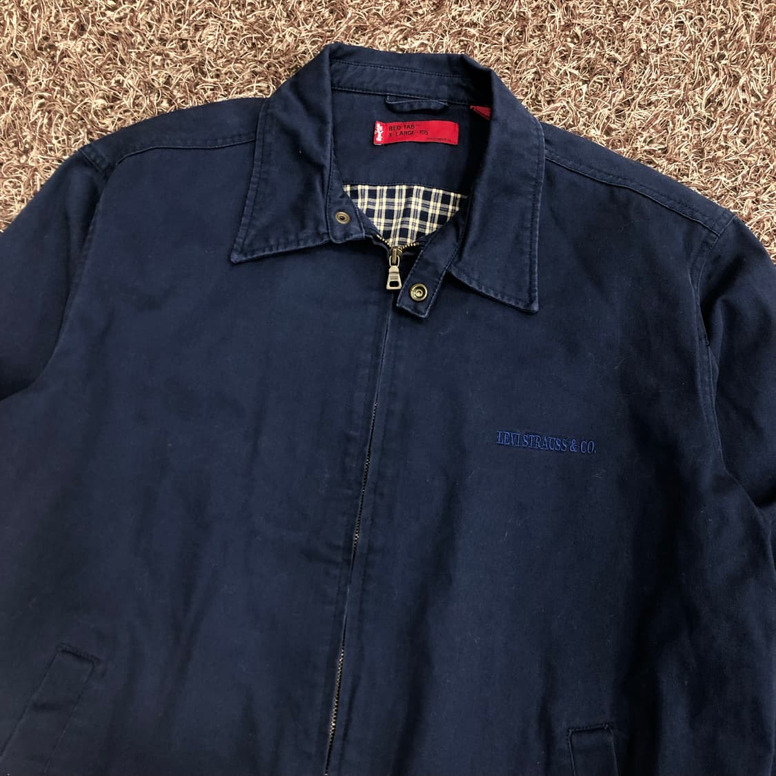 리바이스 네이비 코튼 해링턴 스윙톱 체크 라이닝 블루종 자켓 상품이미지2