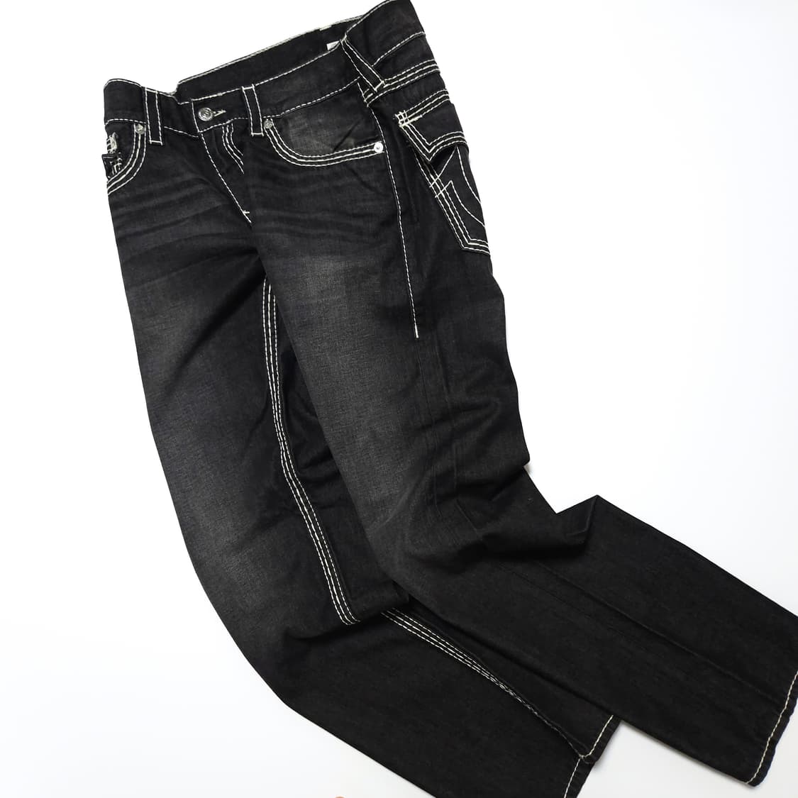 트루릴리전 월드투어 스티치 블랙진 데님 팬츠 상품이미지4