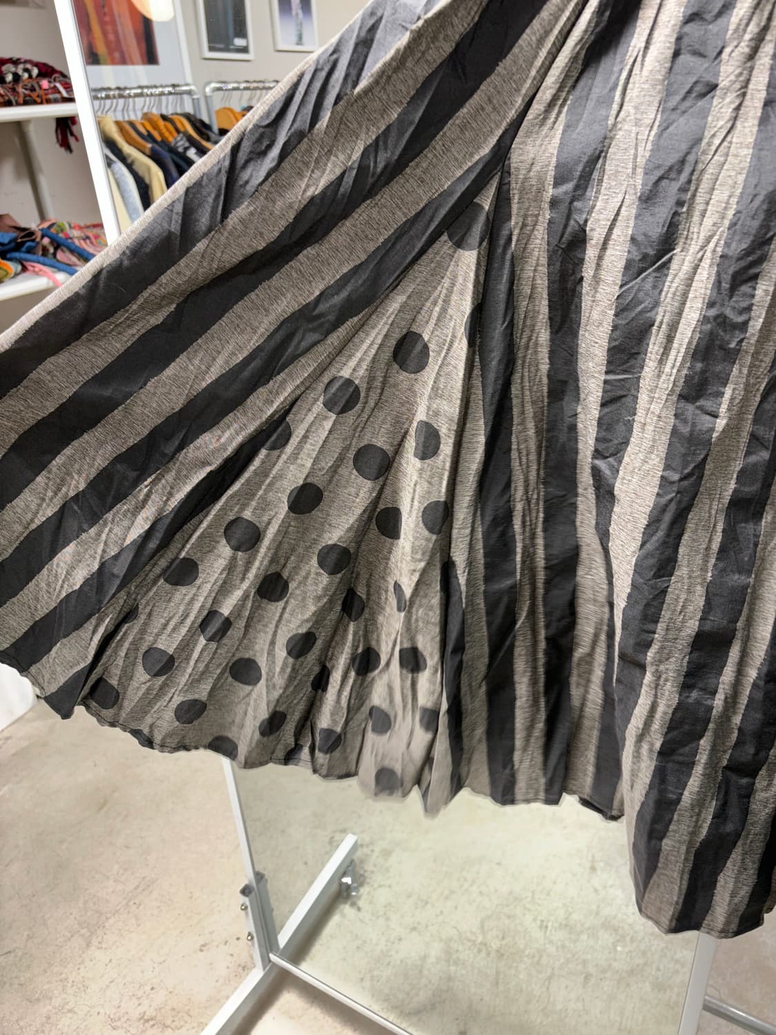 Mujiya 스트라이프 도트 롱스커트 상품이미지2