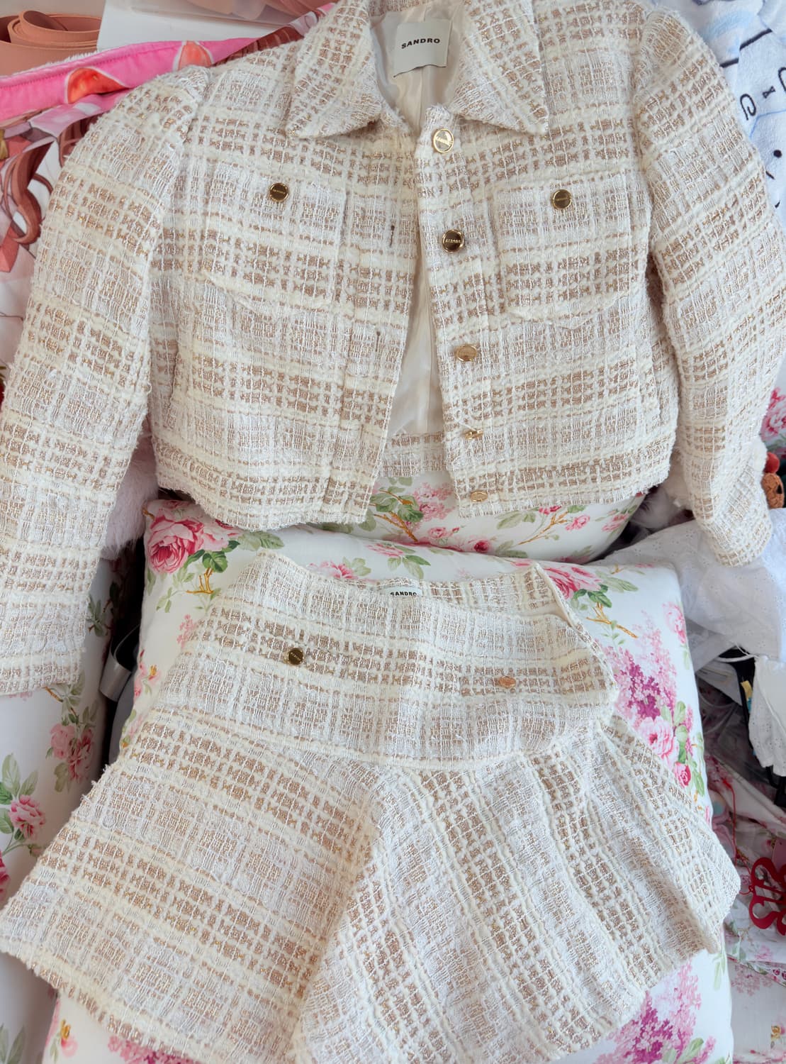 산드로 골드 트위드 셋업 투피스 상품이미지6