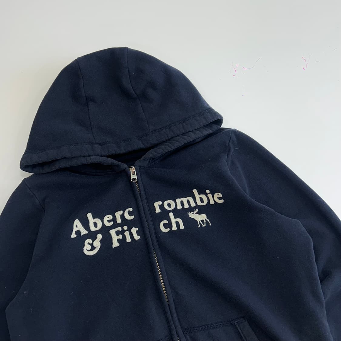 Abercrombie 아베크롬비 스펠아웃로고 네이비 후드집업 상품이미지4