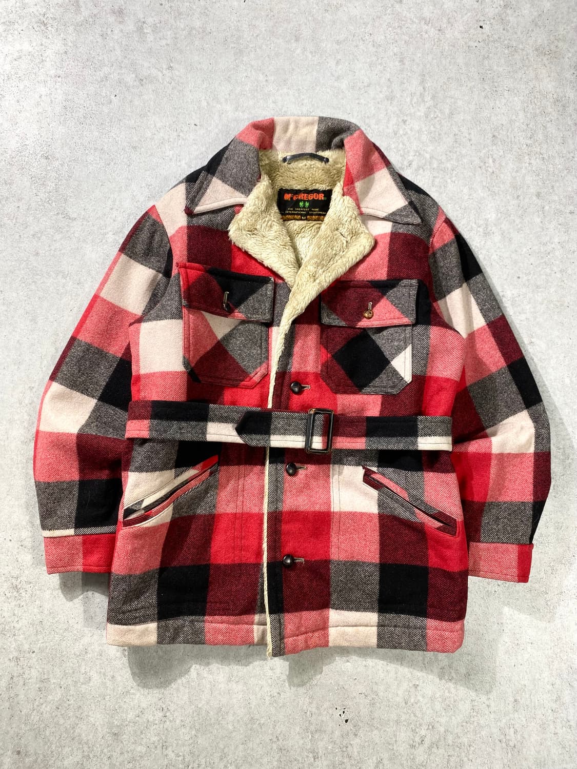 [M] Mcgregor 맥그리거 빈티지 시어링 울 체크 자켓 상품이미지3