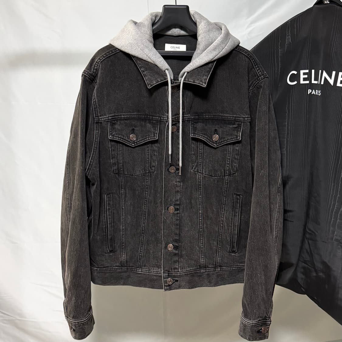 [S+급/L] 셀린느 백로고 후드 데님 흑청자켓 상품이미지3
