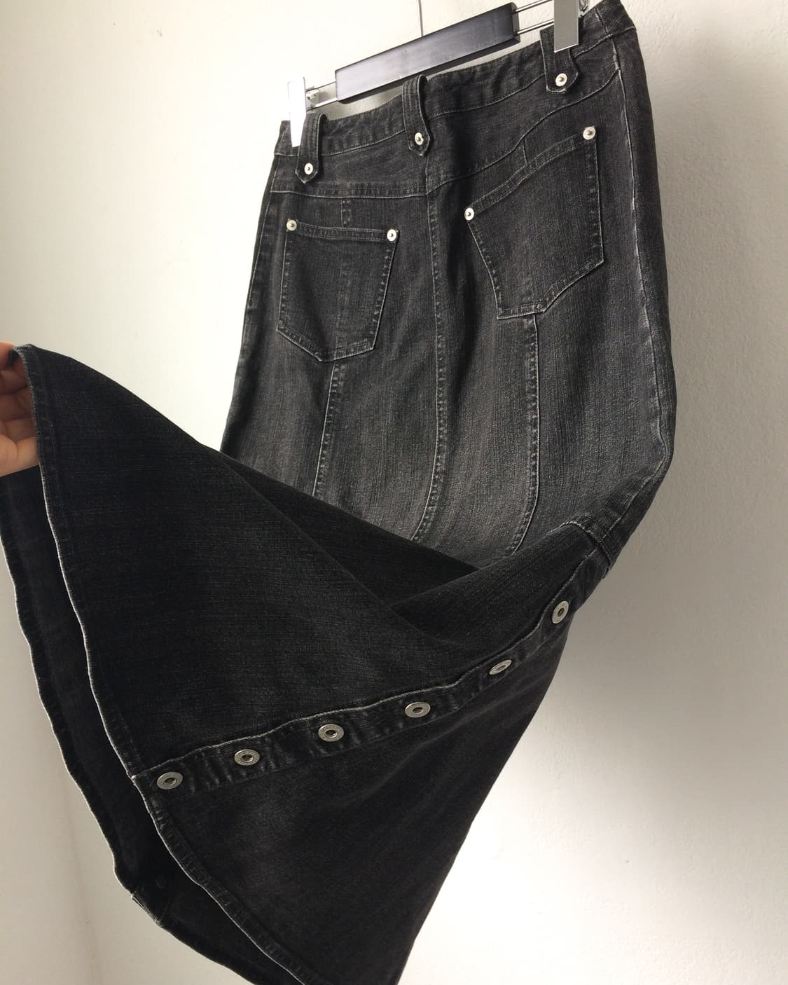 Side button point denim skirt 상품이미지4