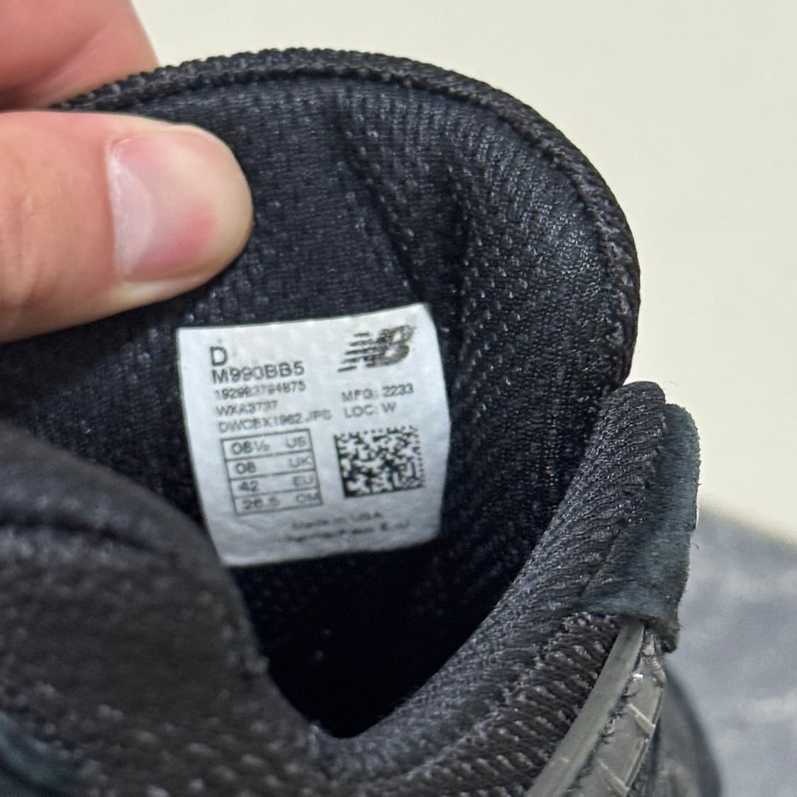 뉴발란스 990v5 D 트리플블랙 265 상품이미지4