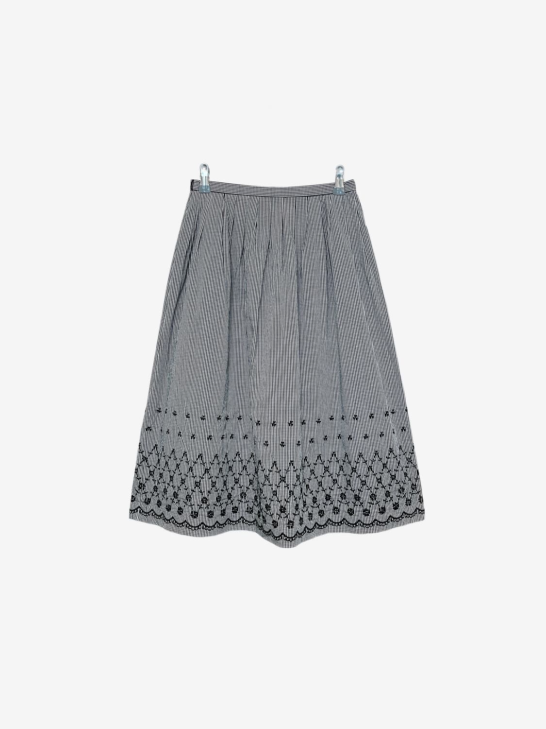 Gingham Midi Skirt - Black 상품이미지4