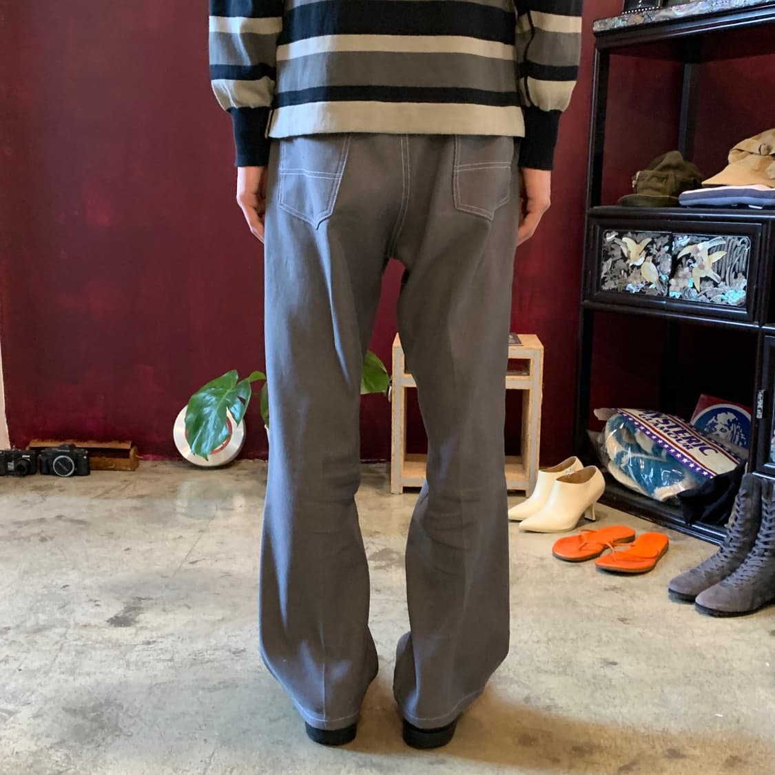 지에다 스티치 플레어 슬랙스 그레이 상품이미지3