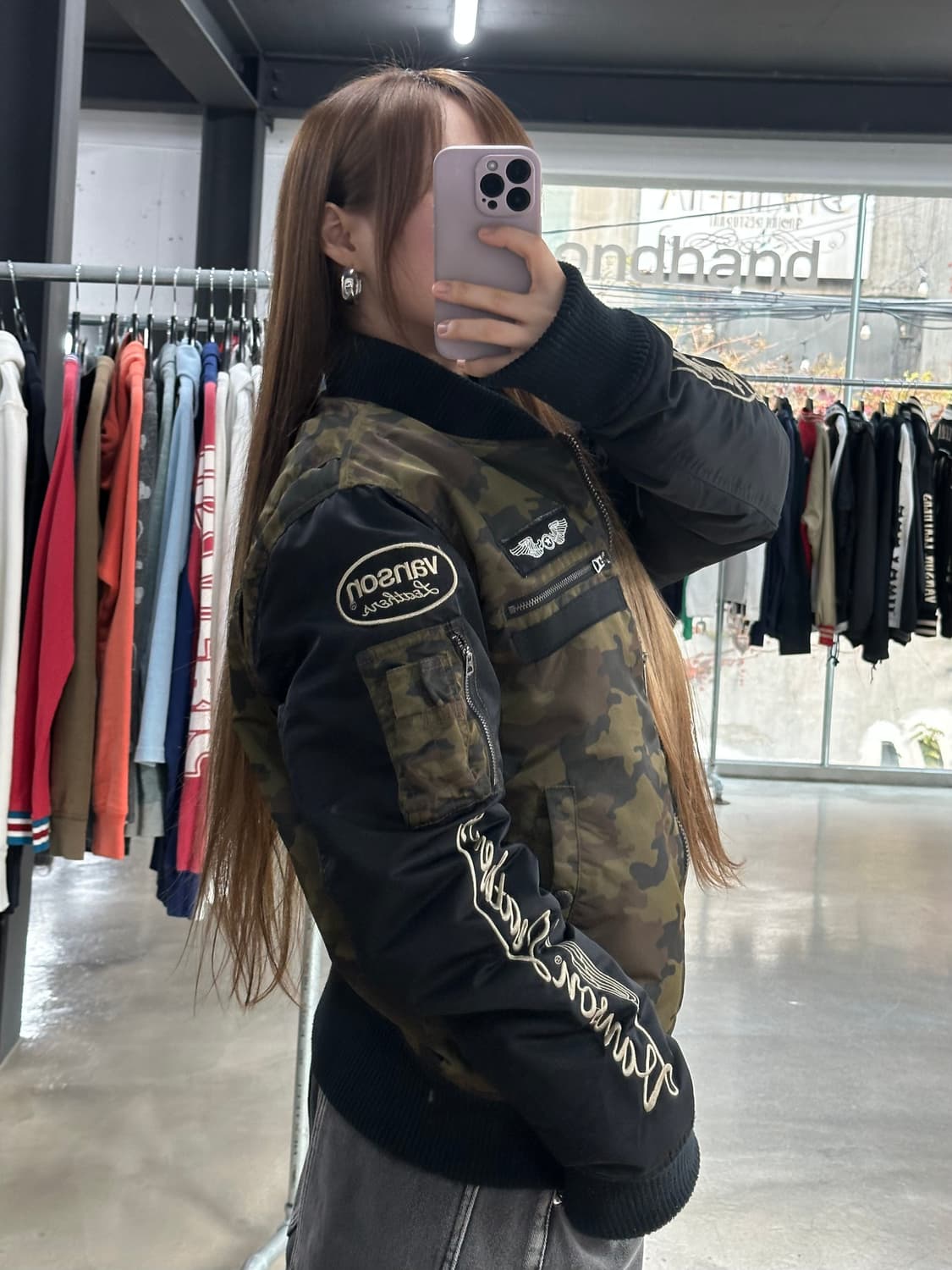 벤슨 카모 풀자수로고 포켓 ma-1 자켓 상품이미지1