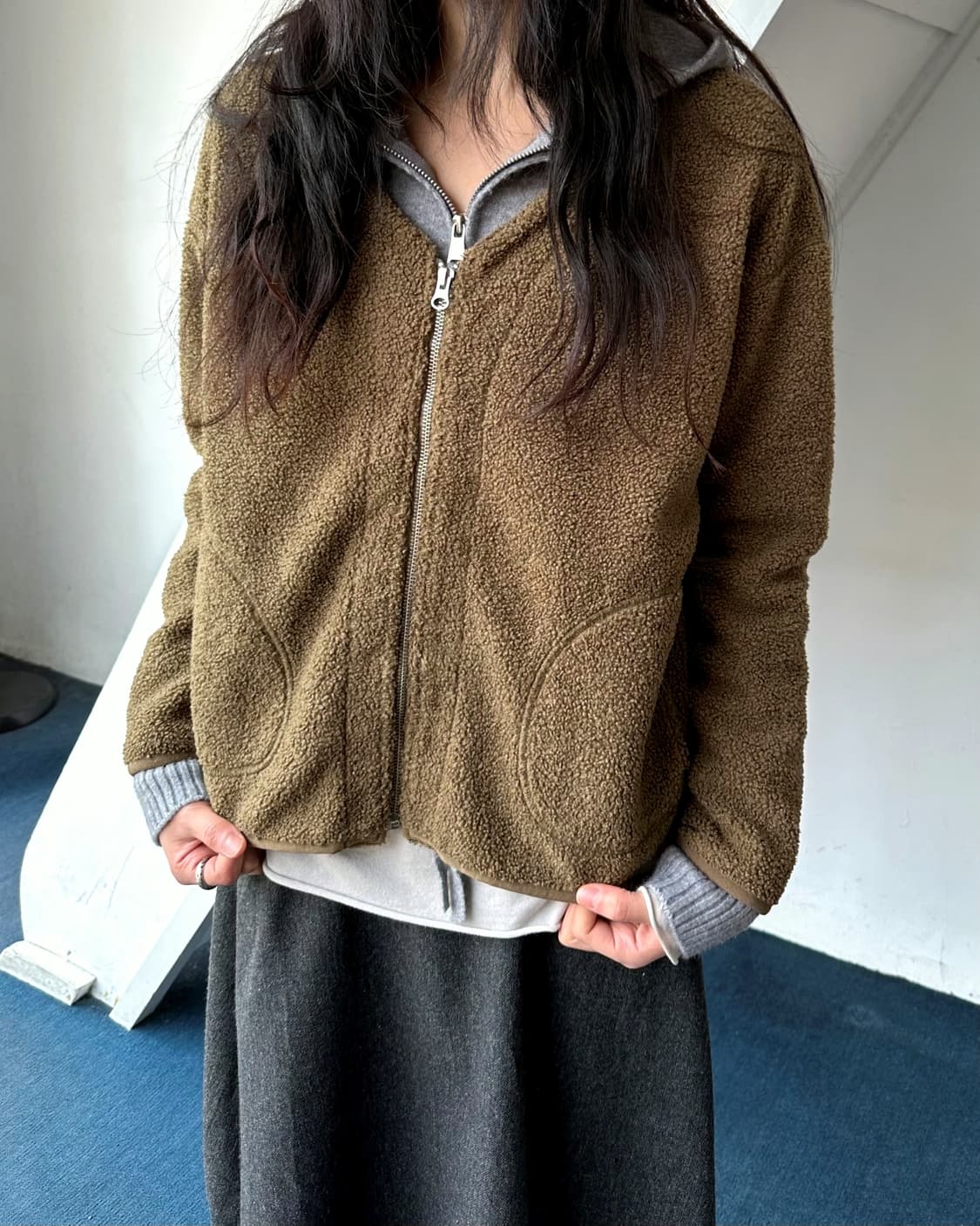 Design neck curly fleece blouson 상품이미지8