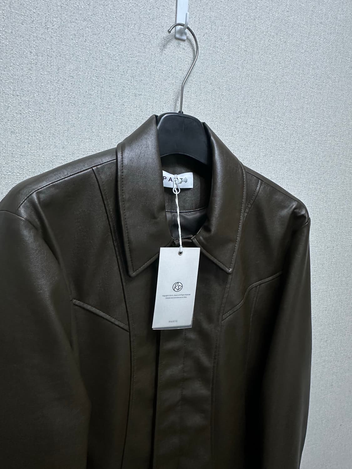 Parts 파츠 커브드 레더 히든자켓 브라운 L사이즈 상품이미지6