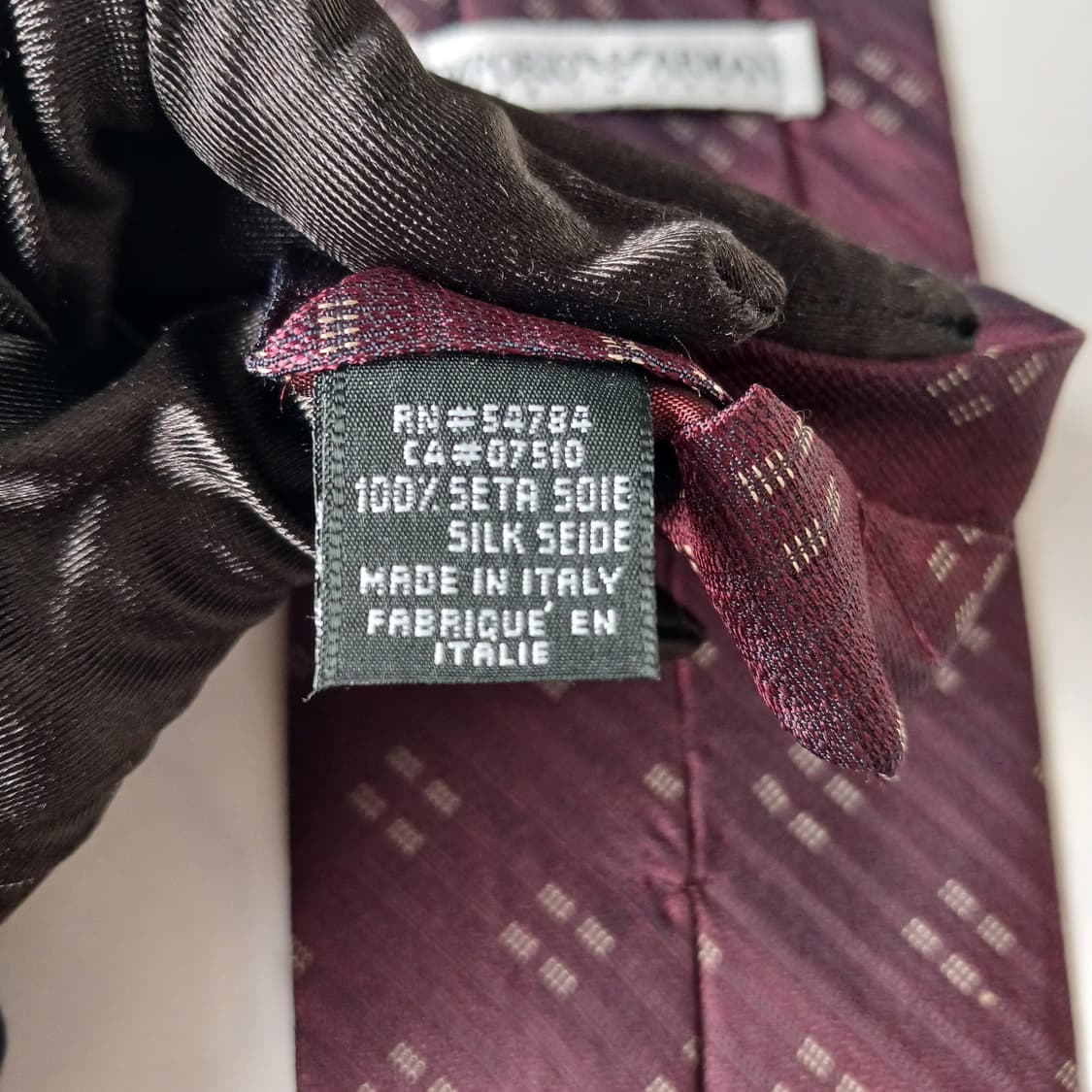 엠포리오 아르마니 실크 와인 패턴 넥타이 9.3cm A+등급 E929 상품이미지10
