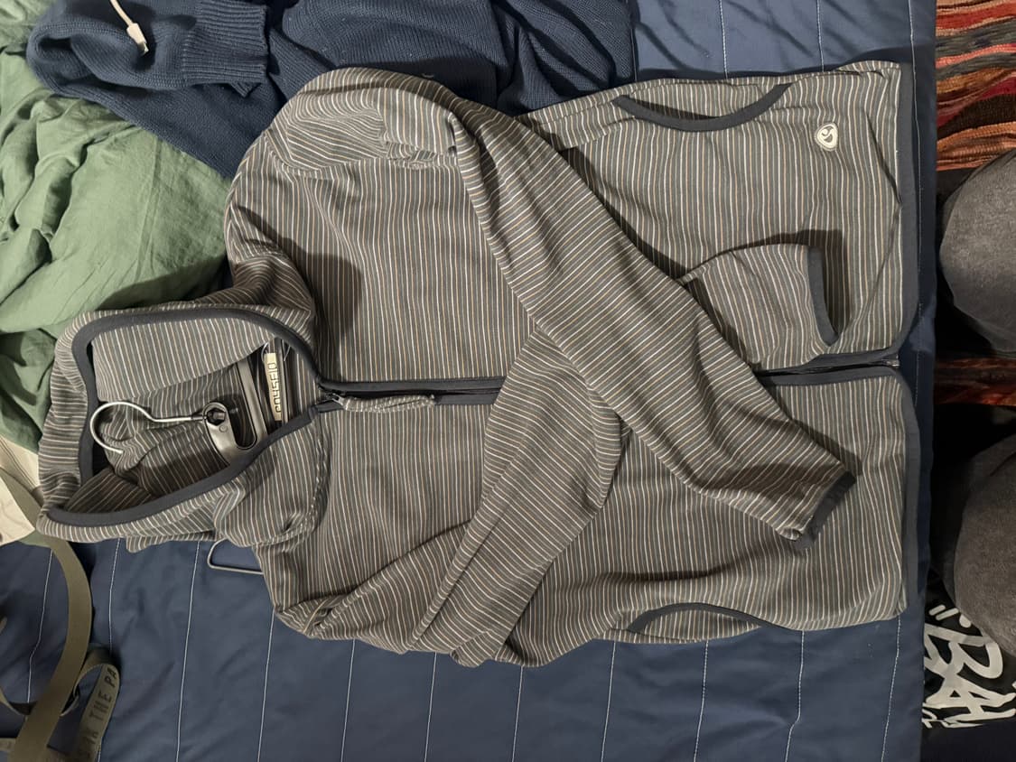 COYSEIO Stripe Fleece Hood Zip-Up Charco 상품이미지4