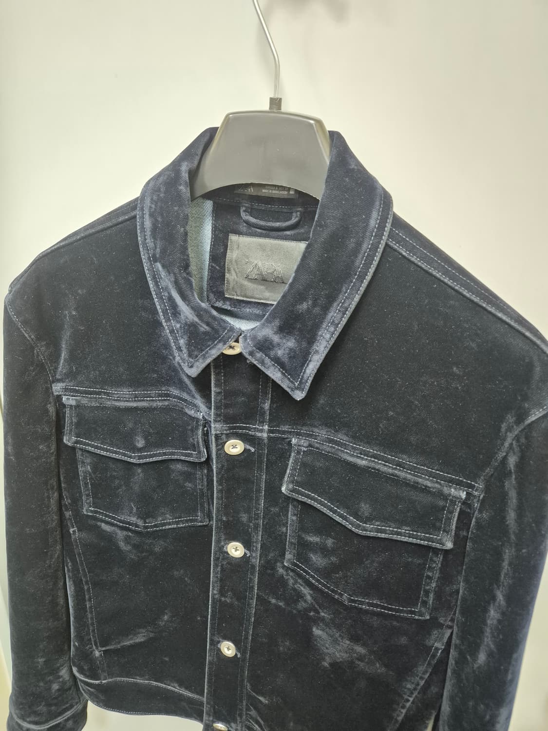 ZARA 자라 플록 벨벳 자켓 트러커 S 상품이미지4