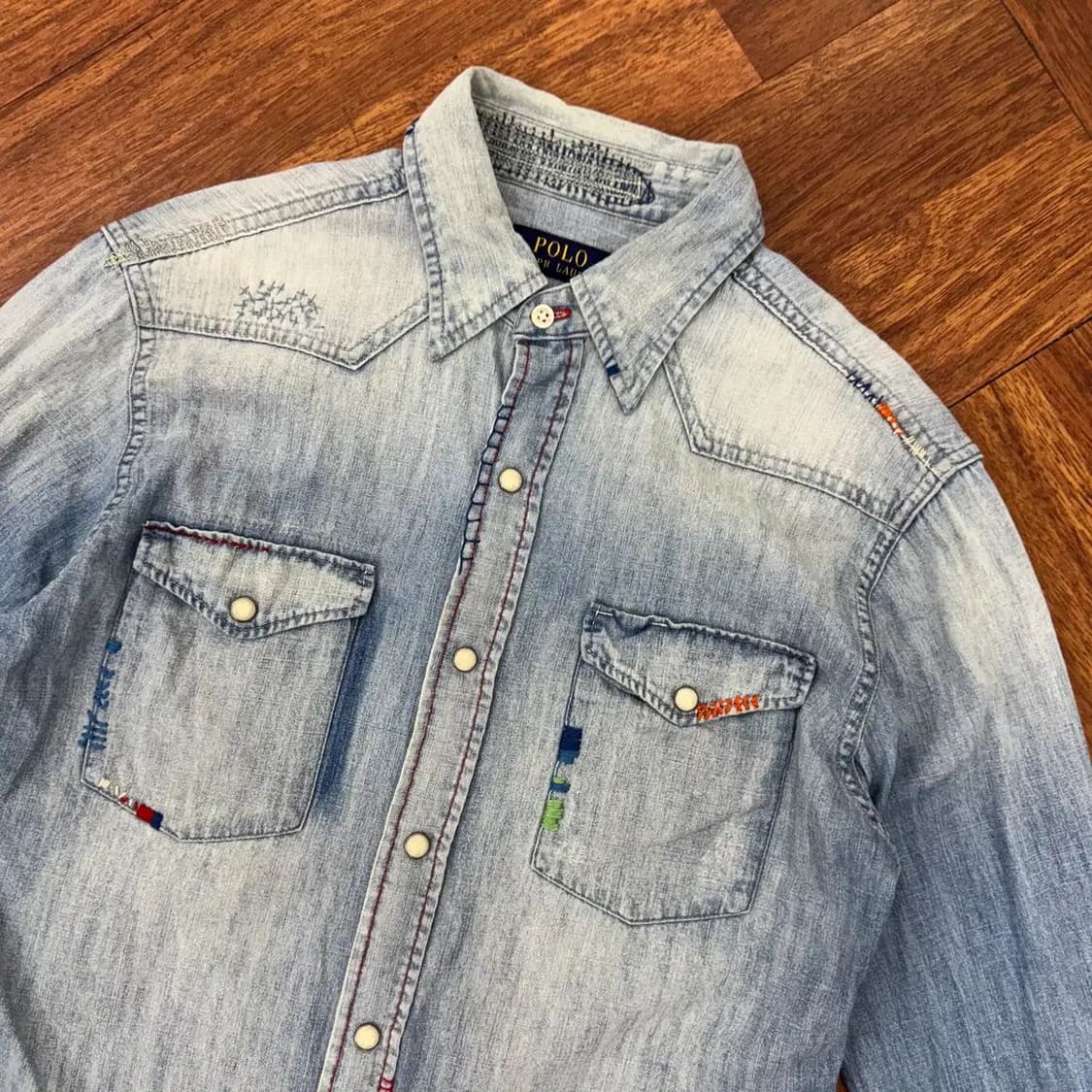 XS 폴로 랄프로렌 해변자수 웨스턴 남방 셔츠  상품이미지4