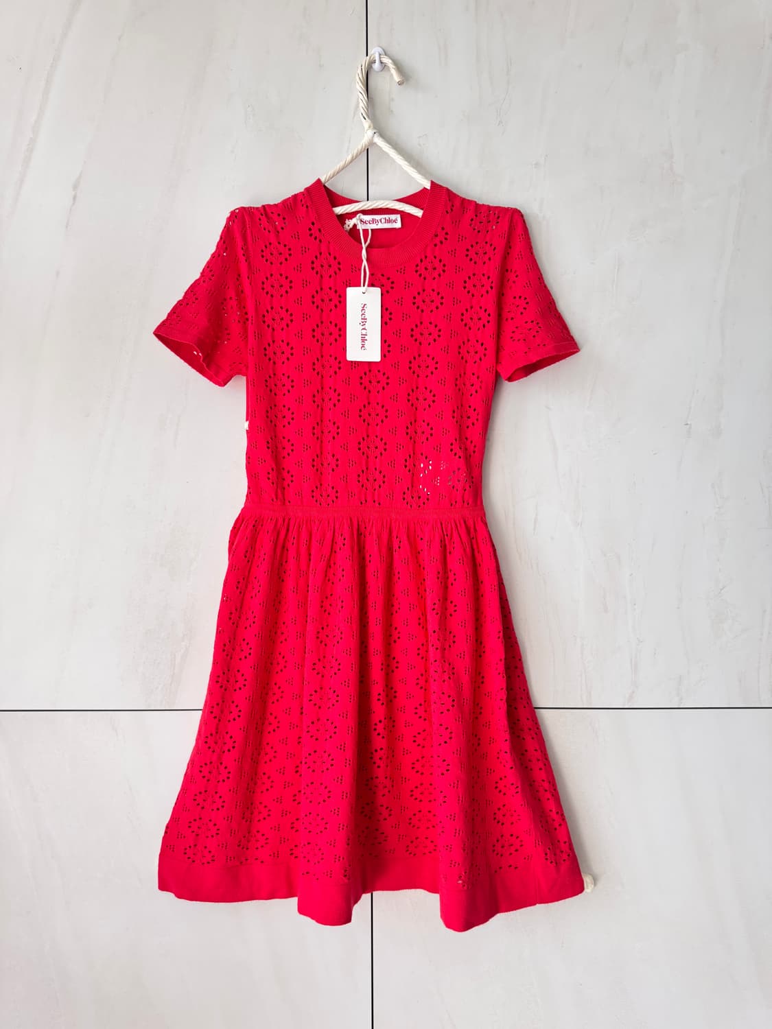 텍있는 새상품 See By Chloé 레드 레이스 원피스40(55사이즈4 상품이미지1
