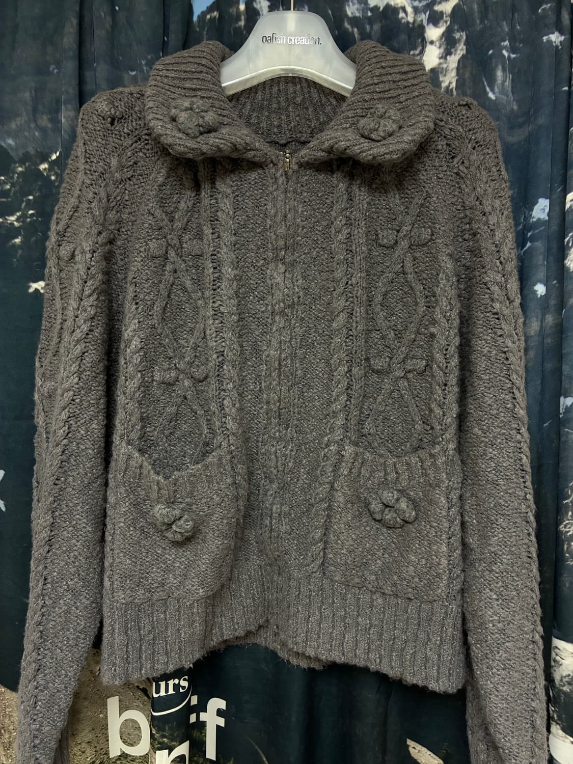 허그유어스킨 팝콘 니트 집업 상품이미지1