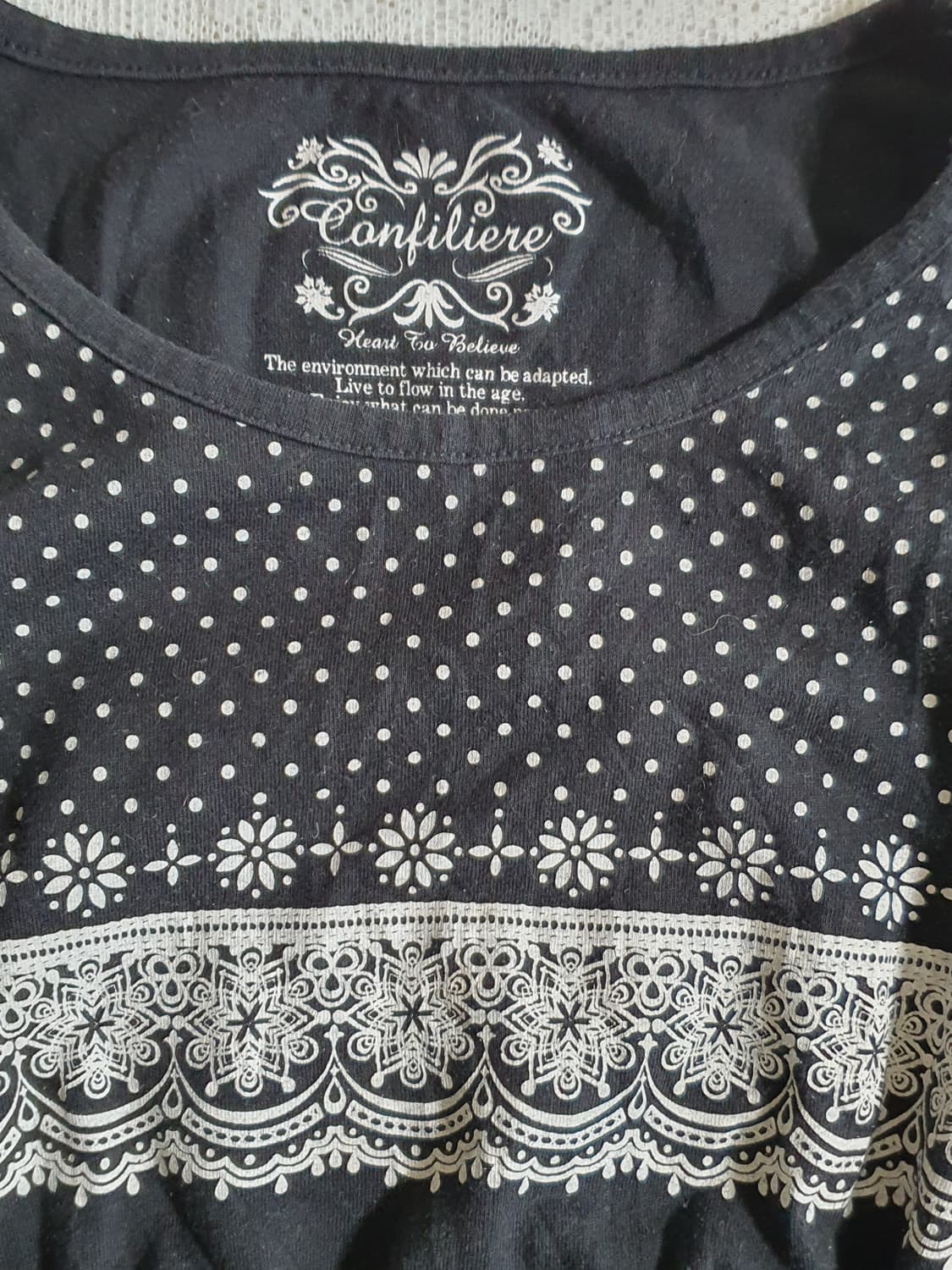 [일본빈티지] 너드모리 블랙 도트 레이스 긴팔 티셔츠 상품이미지6