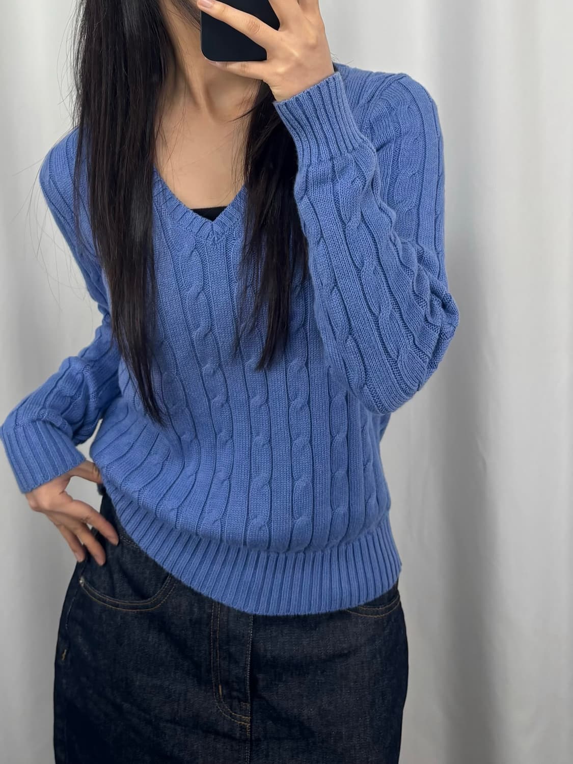 폴로 블루 꽈배기 니트 상품이미지2