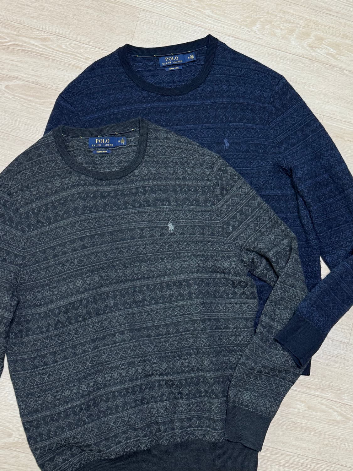 폴로 메리노울 페어아일 니트 그레이/네이비 2개 상품이미지1