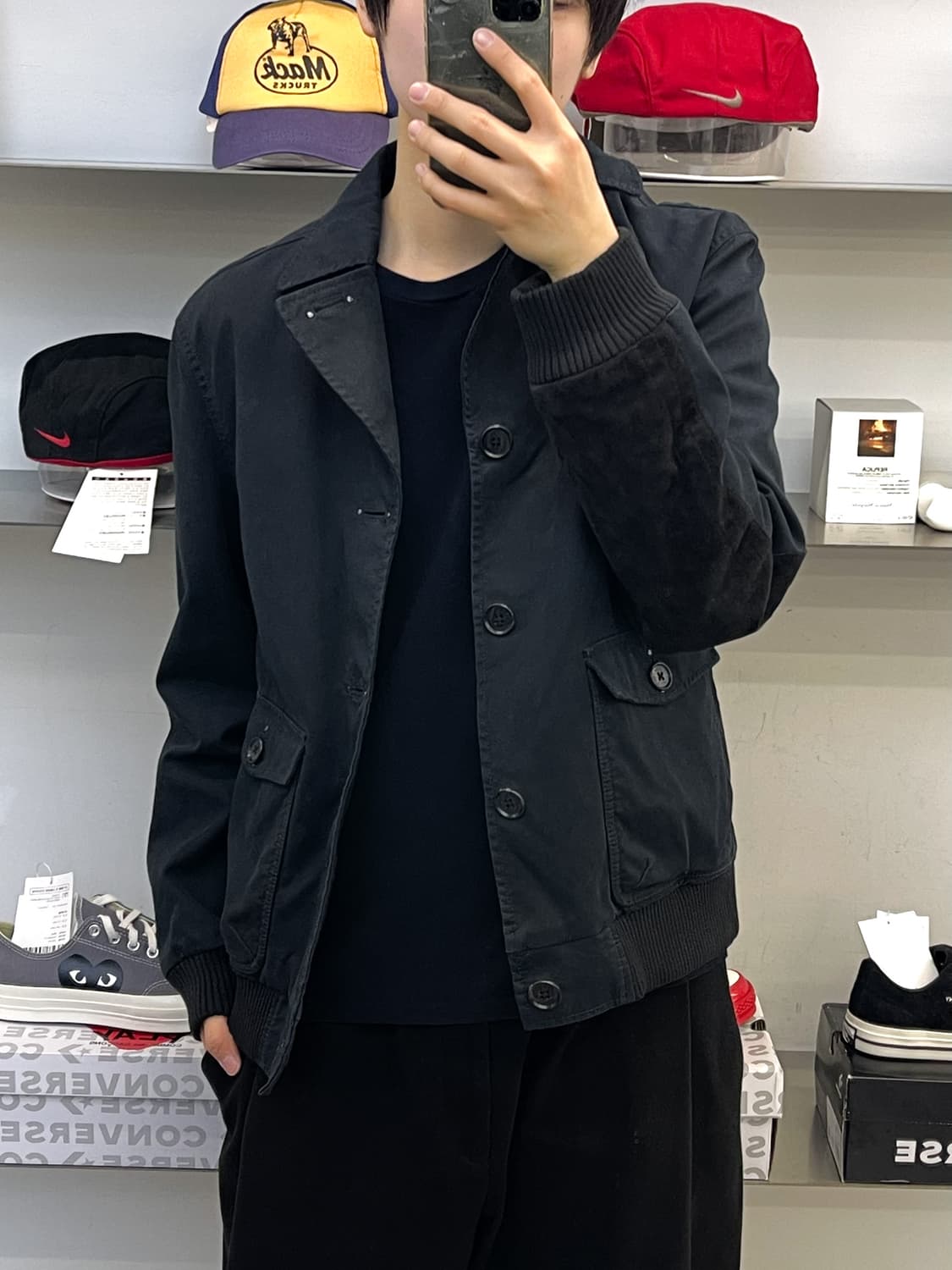 아르마니 익스체인지 엘보우 패치 버튼 자켓 상품이미지3